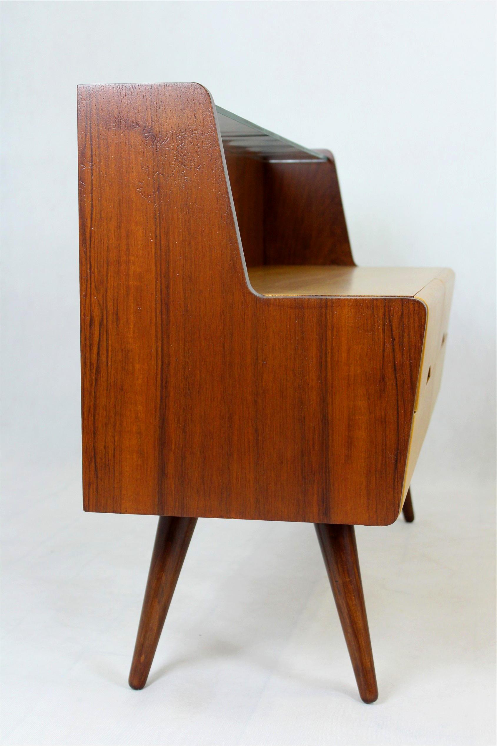 Wood Mid-Century Bedside Tables and Cabinet, 1960s, Set of 3