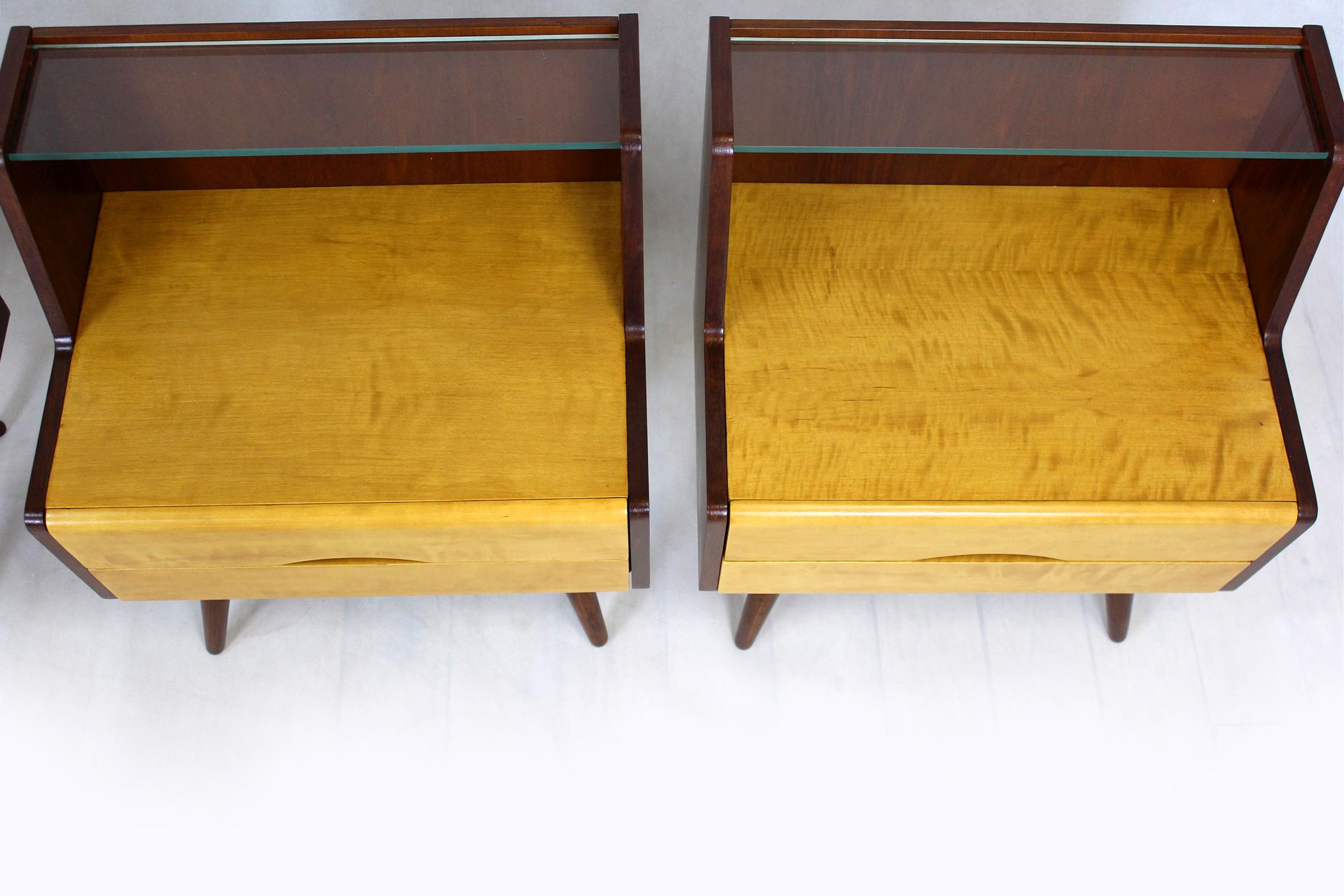 Mid-Century Bedside Tables and Cabinet, 1960s, Set of 3 1