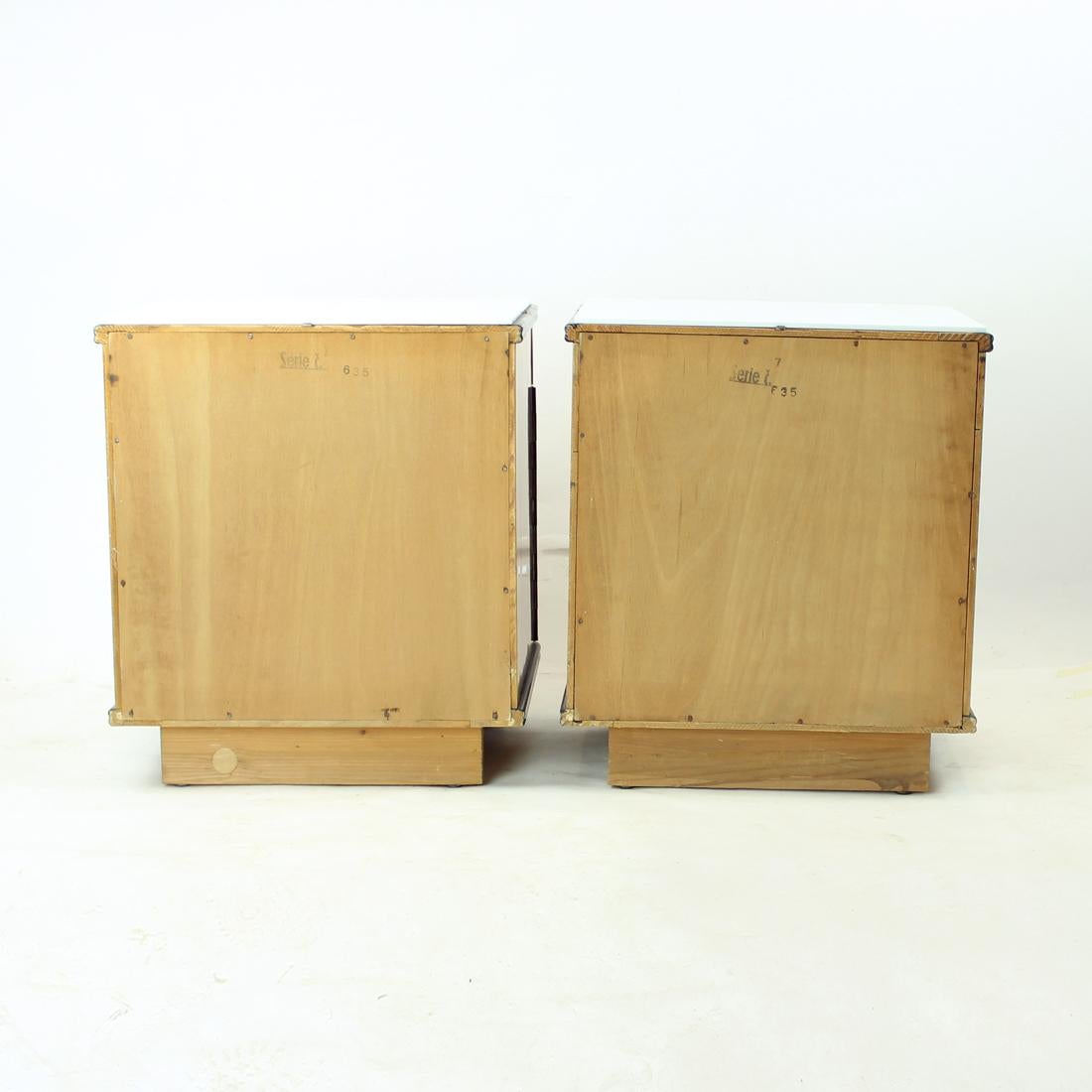 Mid Century Bedside Tables In Oak With Glass Top, Up Zavody 1960s For Sale 11