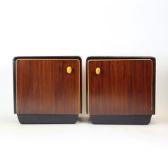 Mid Century Bedside Tables With Glass Tops, Czechoslovakia 1960s