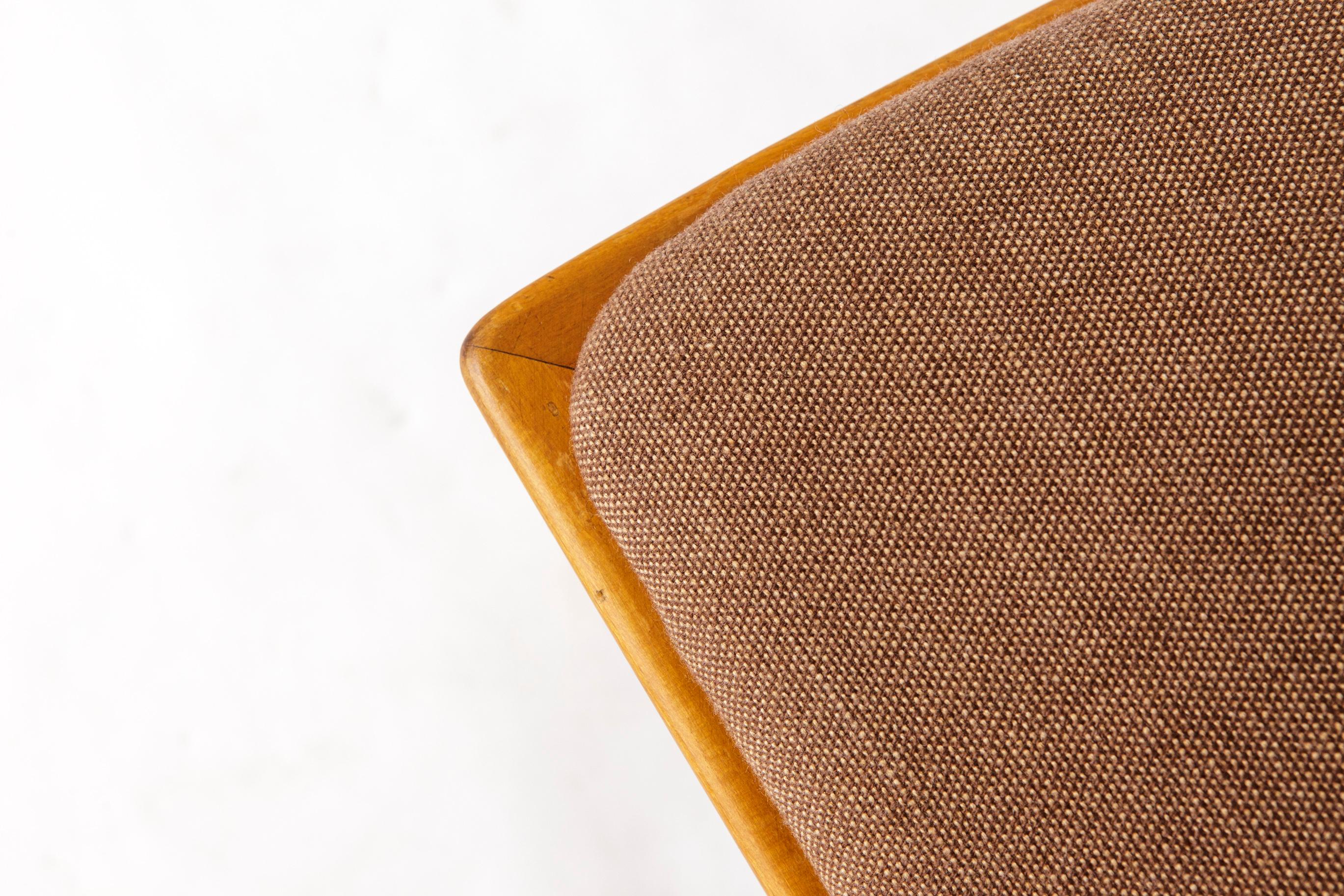 Mid-Century Modern Chaise de salle à manger en hêtre du milieu du siècle par Stöss, Allemagne, années 1950-60 - tapisserie grise en vente