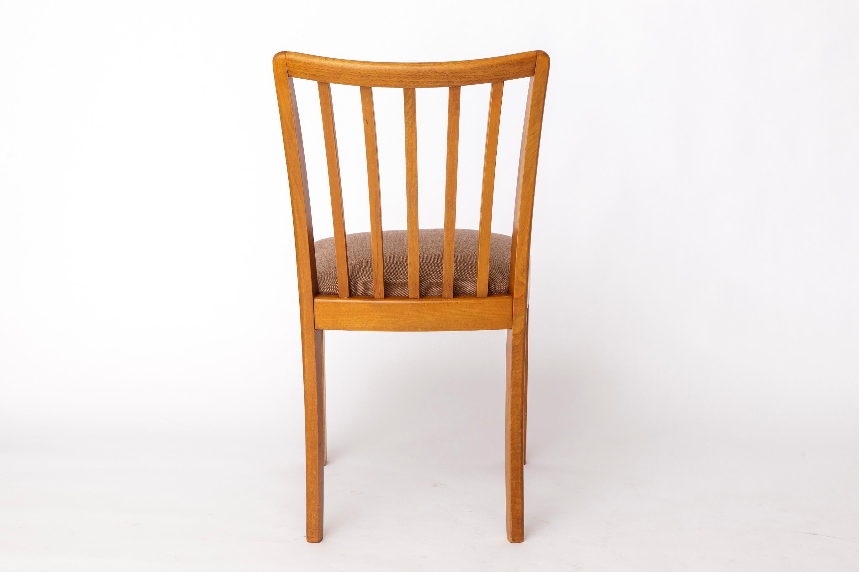 Milieu du XXe siècle Chaise de salle à manger en hêtre du milieu du siècle par Stöss, Allemagne, années 1950-60 - tapisserie grise en vente