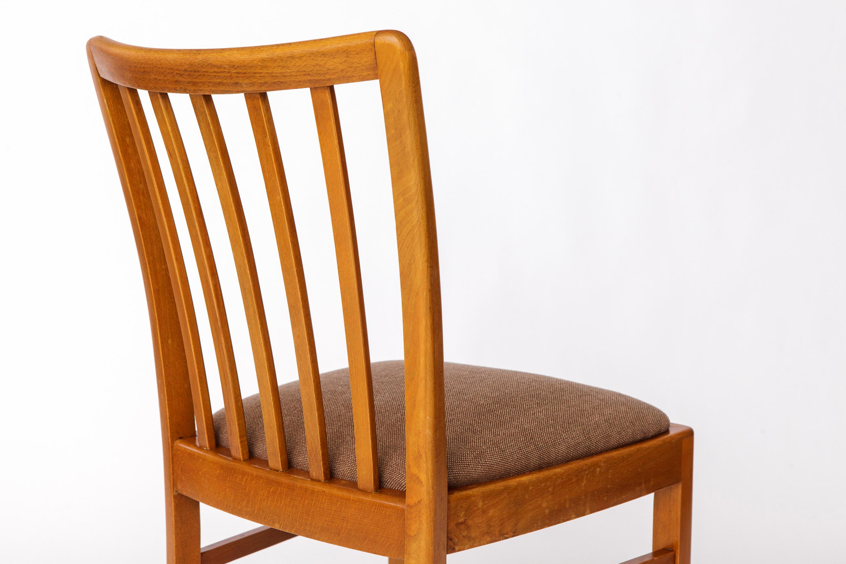 Tissu Chaise de salle à manger en hêtre du milieu du siècle par Stöss, Allemagne, années 1950-60 - tapisserie grise en vente