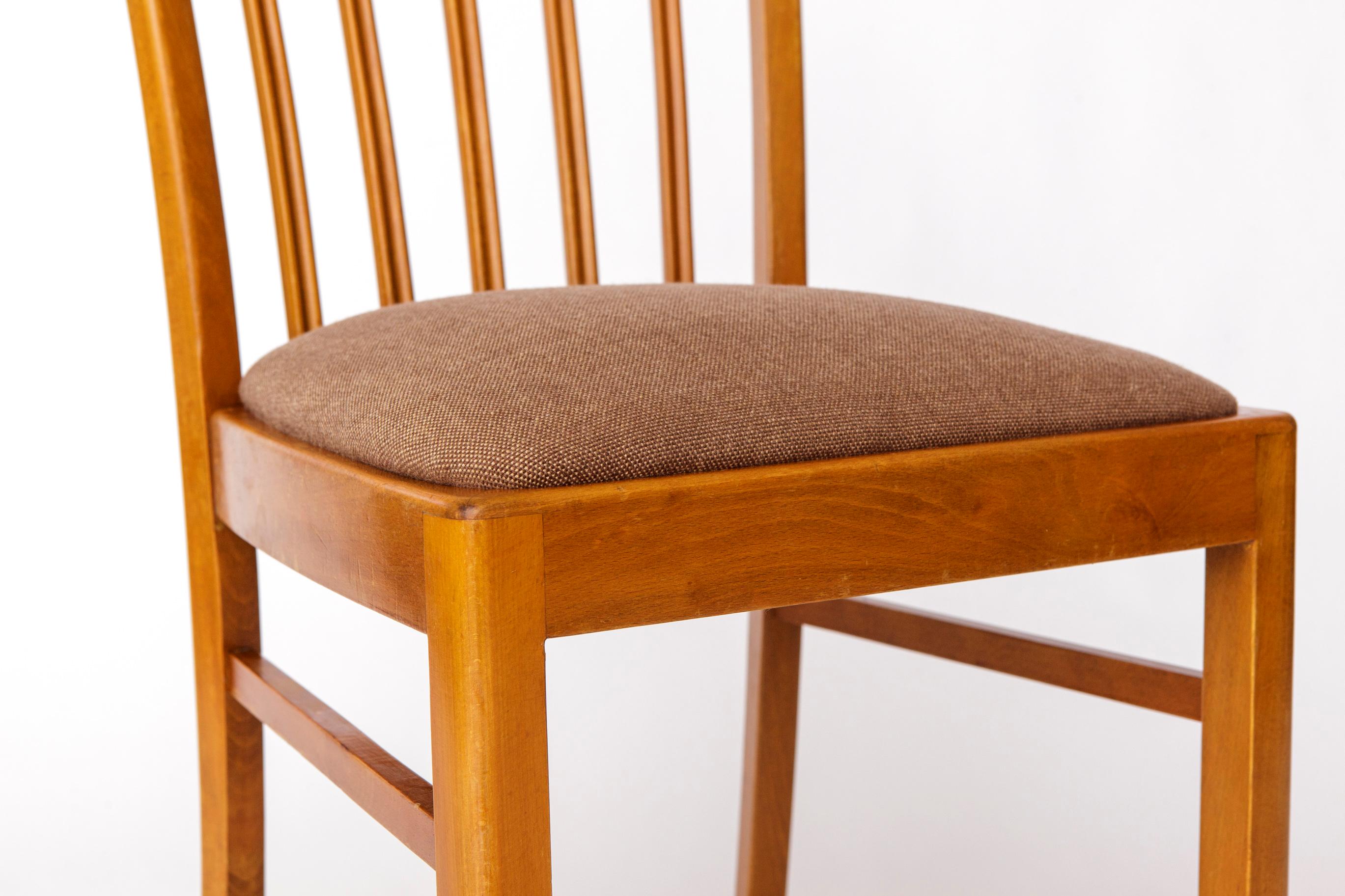 Chaise de salle à manger en hêtre du milieu du siècle par Stöss, Allemagne, années 1950-60 - tapisserie grise en vente 1