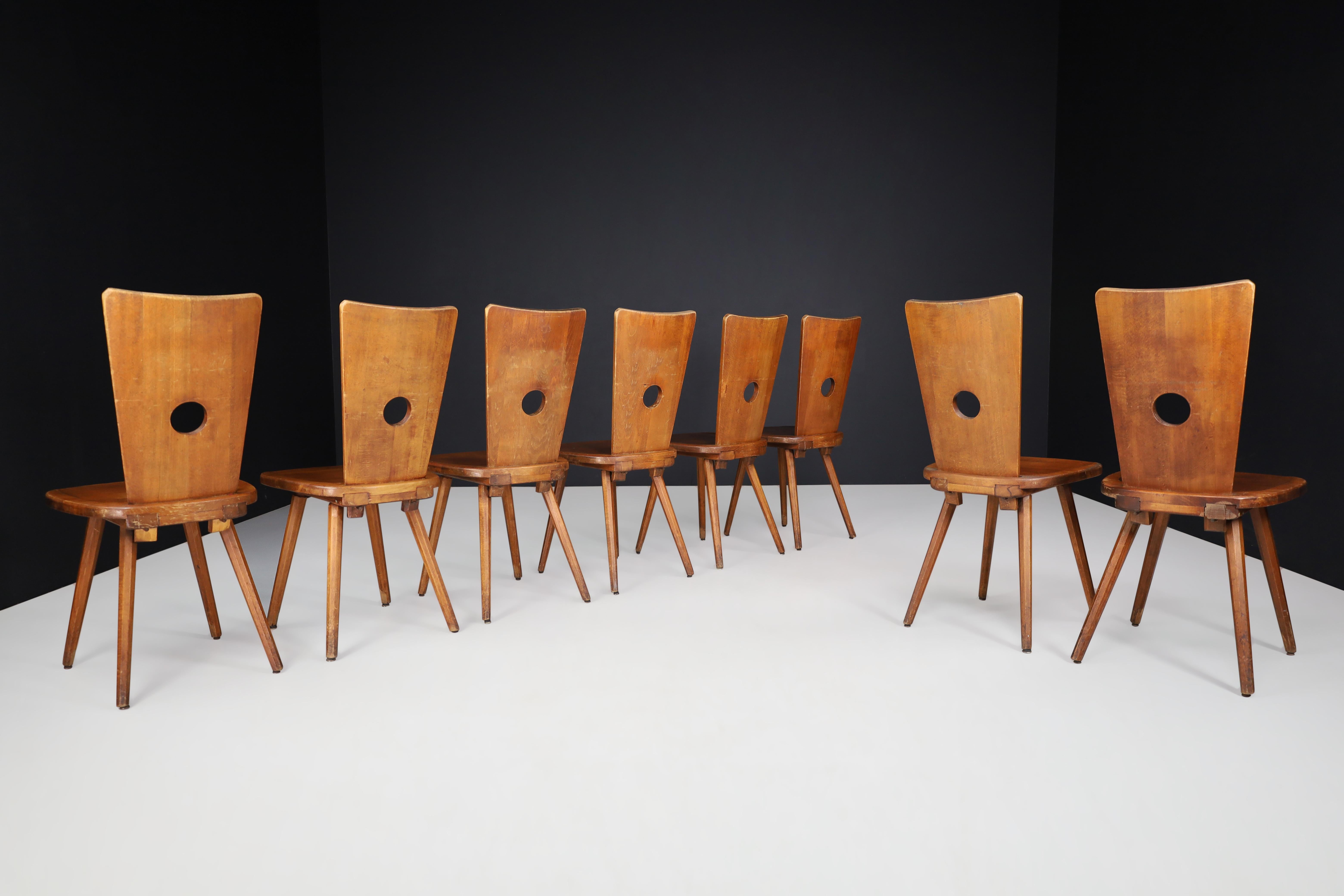Mid-Century Beech Dining Chairs, France 1960s  For Sale 8