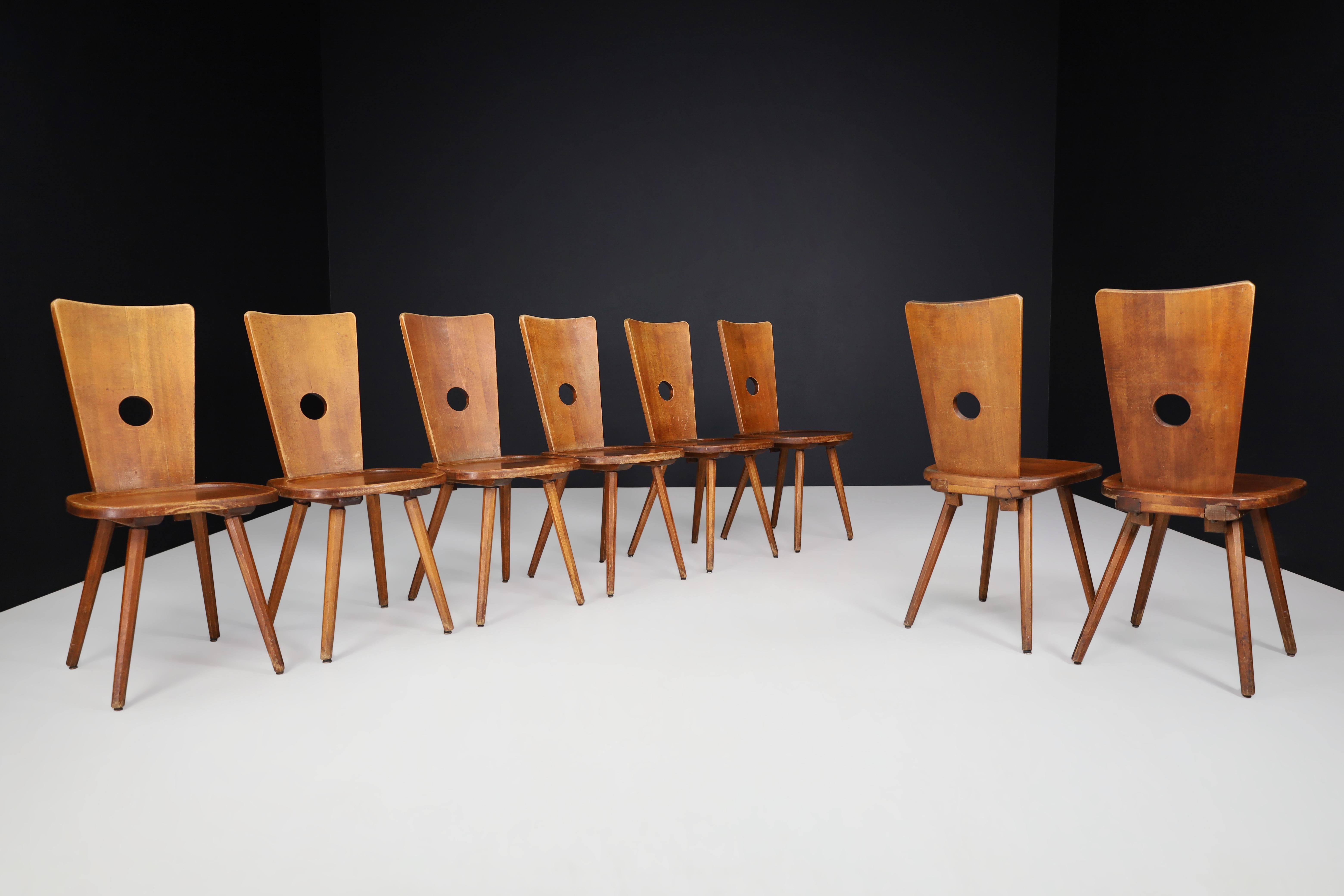 Mid-Century Beech Dining Chairs, France 1960s  For Sale 9