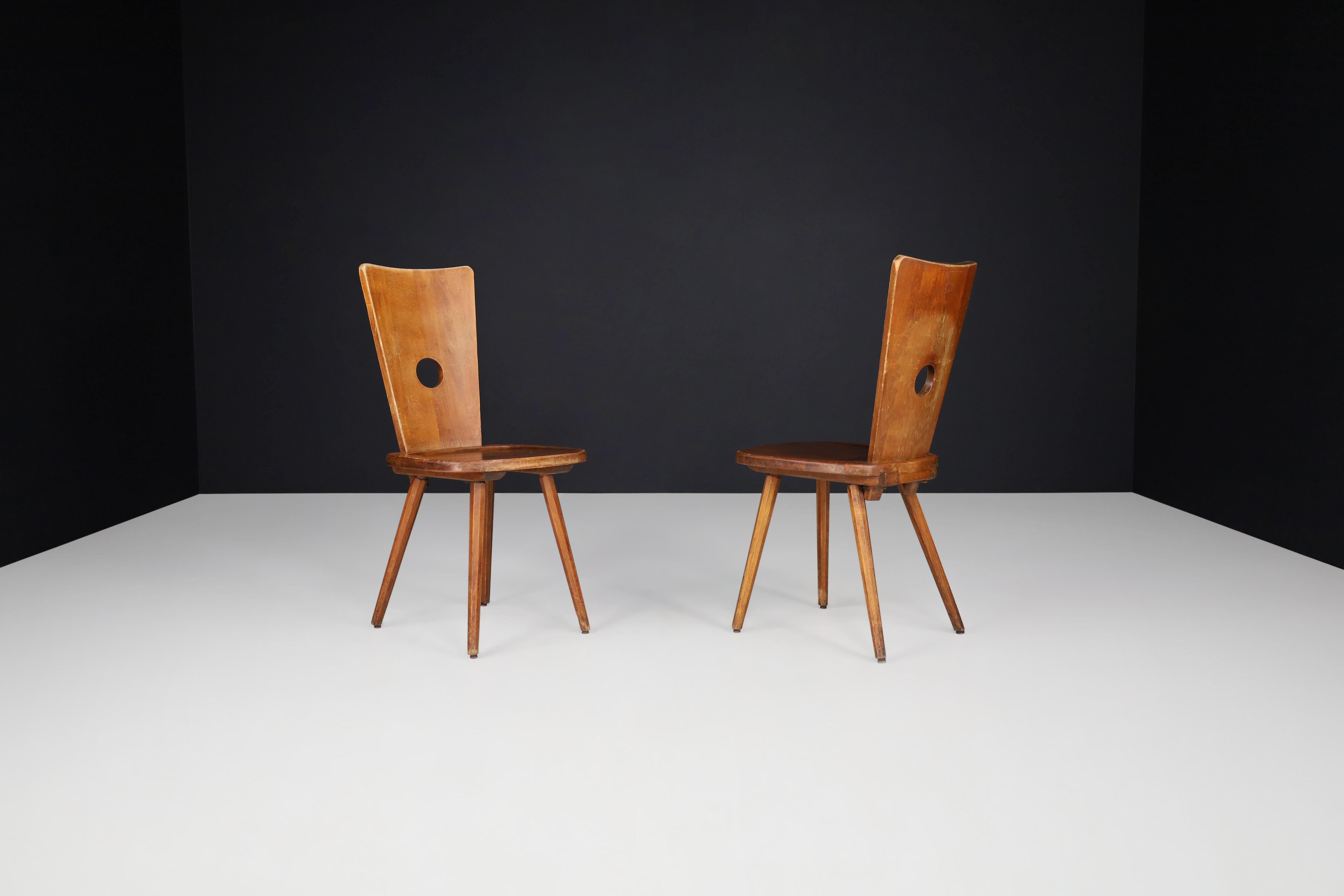 Mid-Century Beech Dining Chairs, France 1960s  In Good Condition For Sale In Almelo, NL