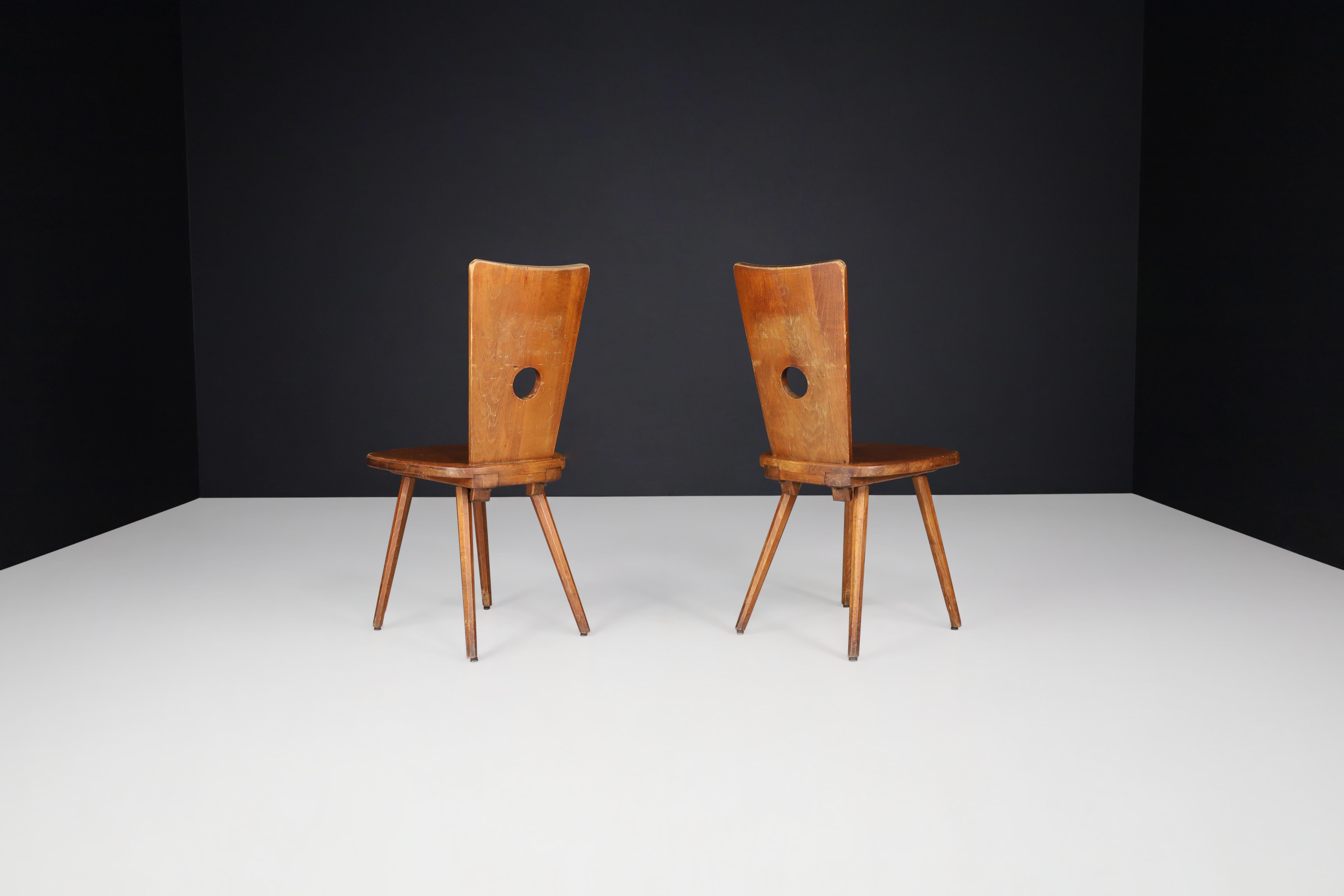 20th Century Mid-Century Beech Dining Chairs, France 1960s  For Sale