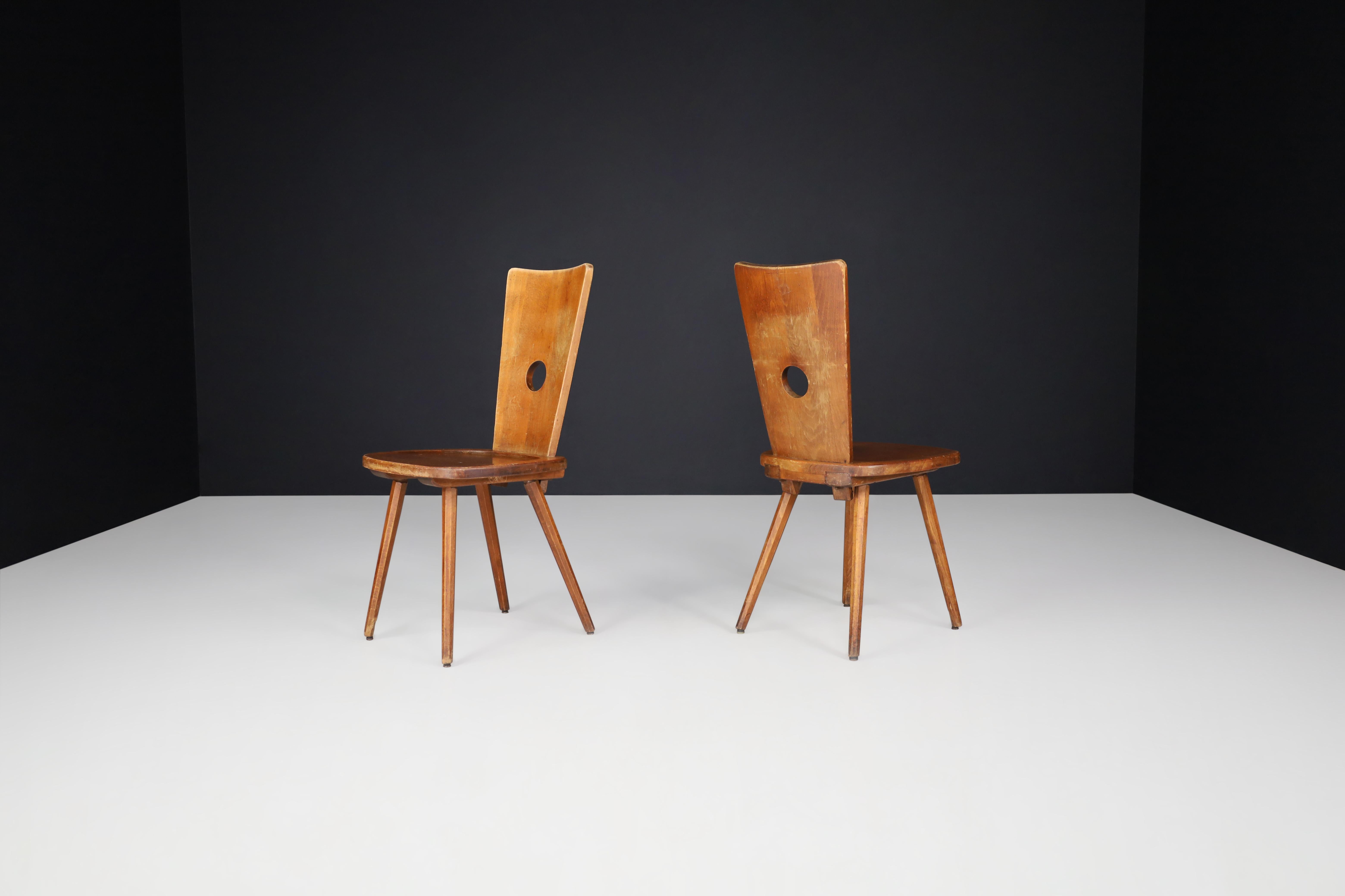 Mid-Century Beech Dining Chairs, France 1960s  For Sale 1
