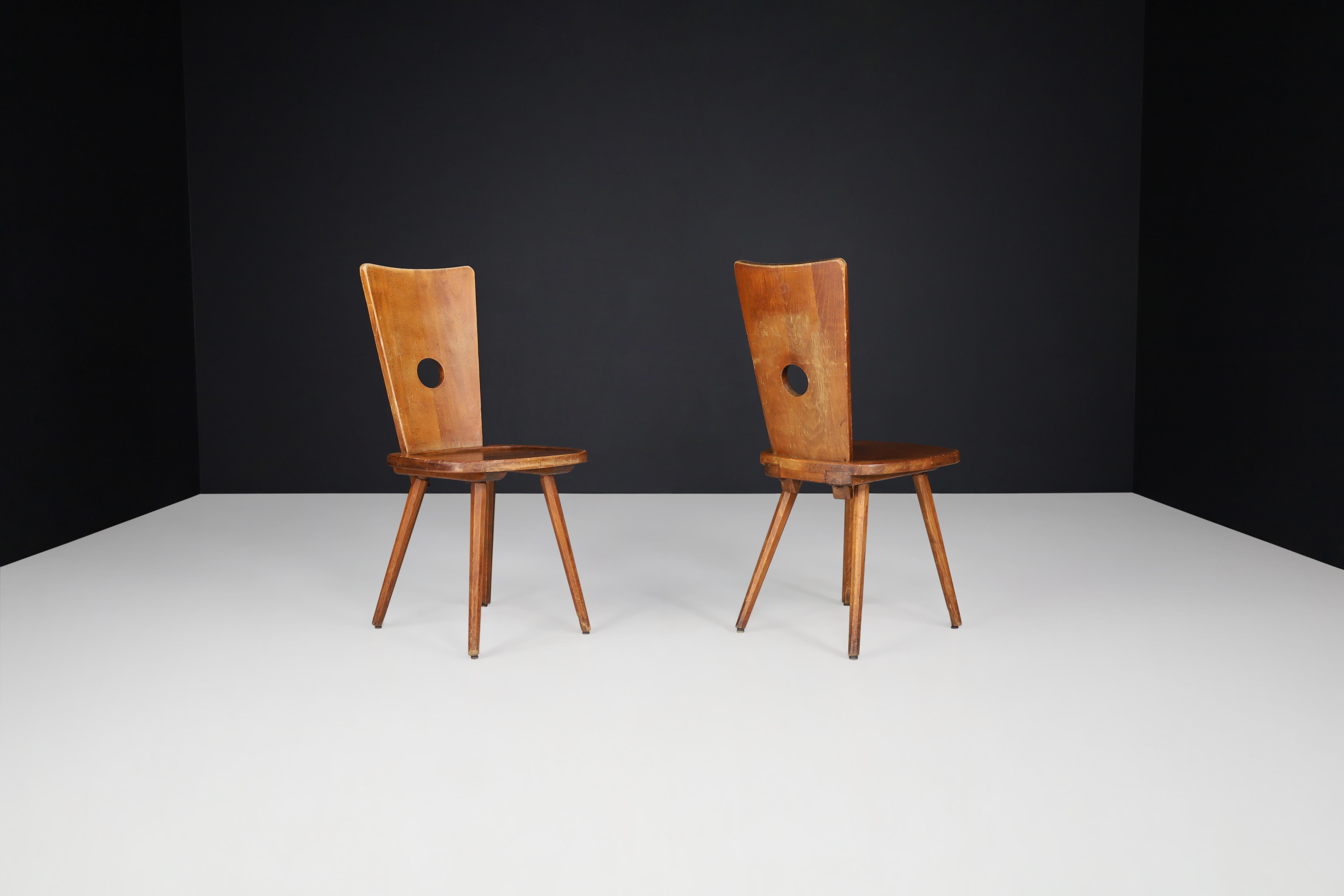 Mid-Century Beech Dining Chairs, France 1960s  For Sale 2