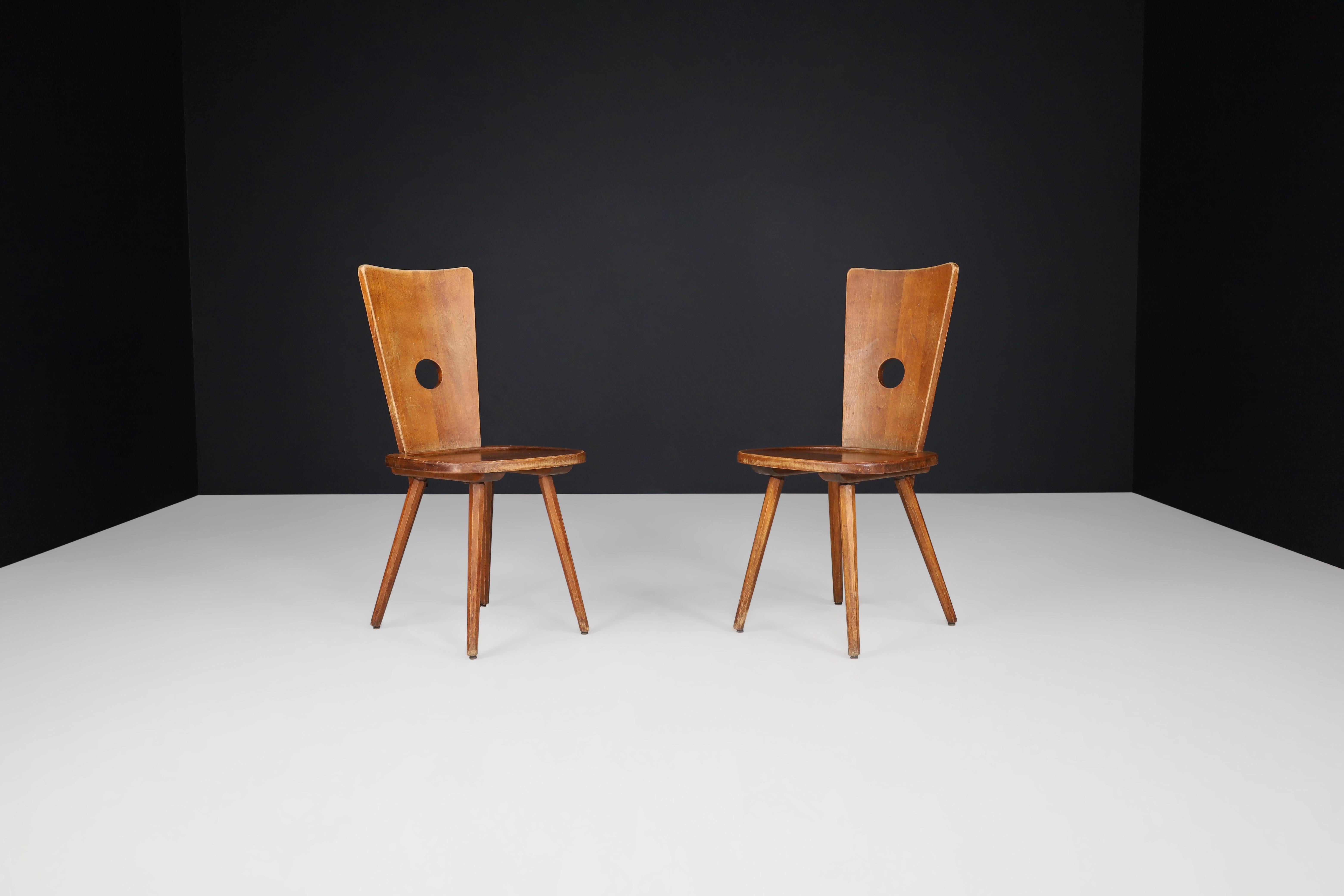 Mid-Century Beech Dining Chairs, France 1960s  For Sale 3