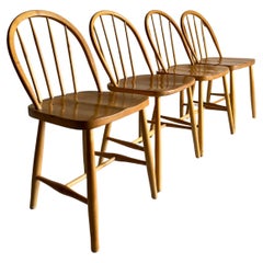 Mid-Century Beech Wood Dining Chairs, Set of 4