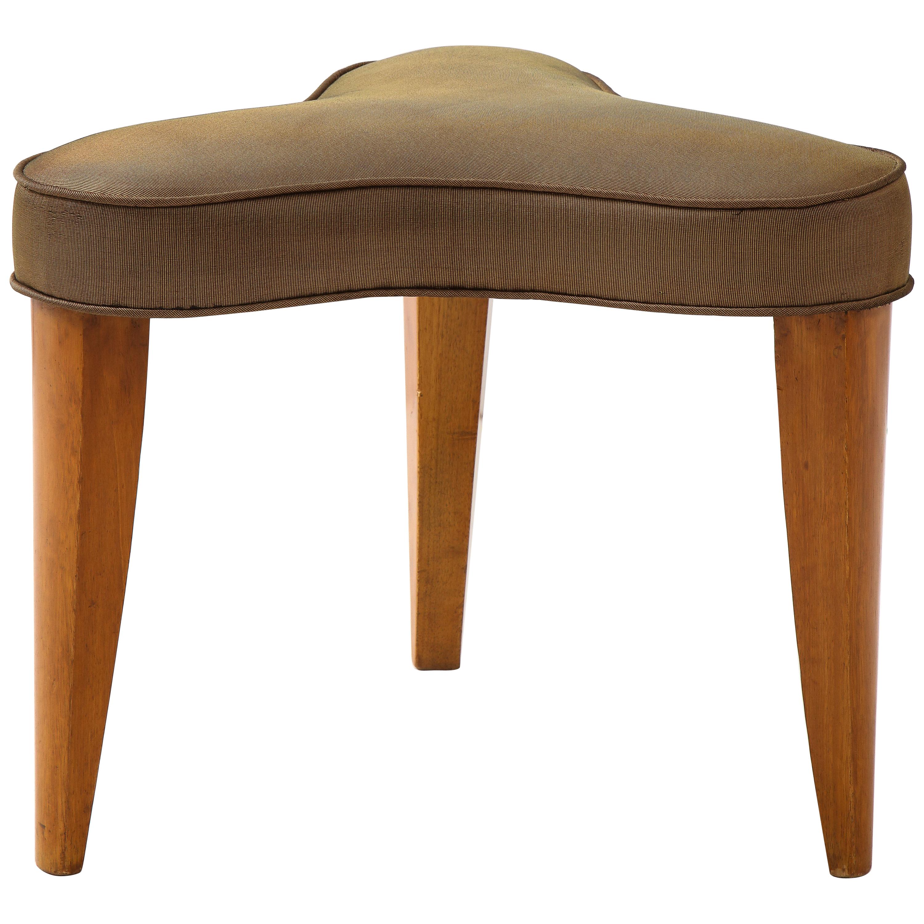 Midcentury Beechwood Bench/Stool, French, 1950s