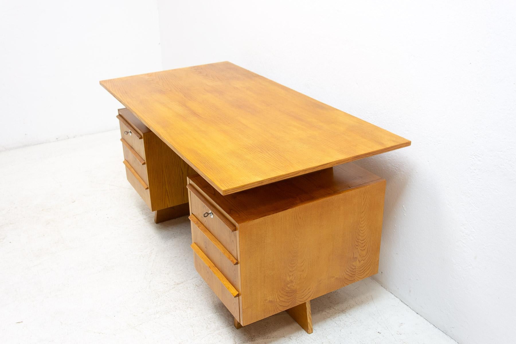 20th Century  Mid century beechwood writing desk, 1970´s, Czechoslovakia For Sale