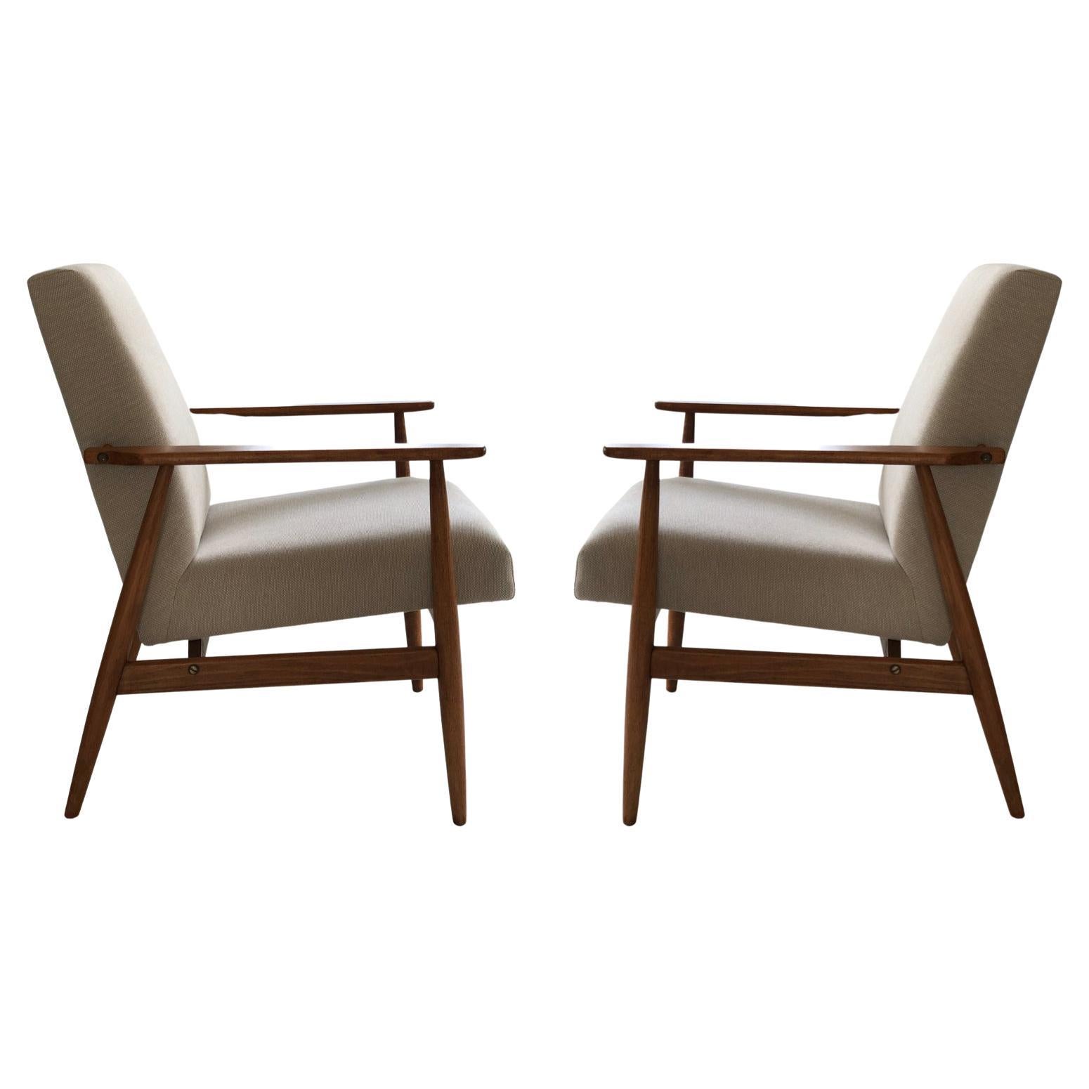 Fauteuils beige du milieu du siècle par Henryk Lis, années 1960, lot de 2 en vente