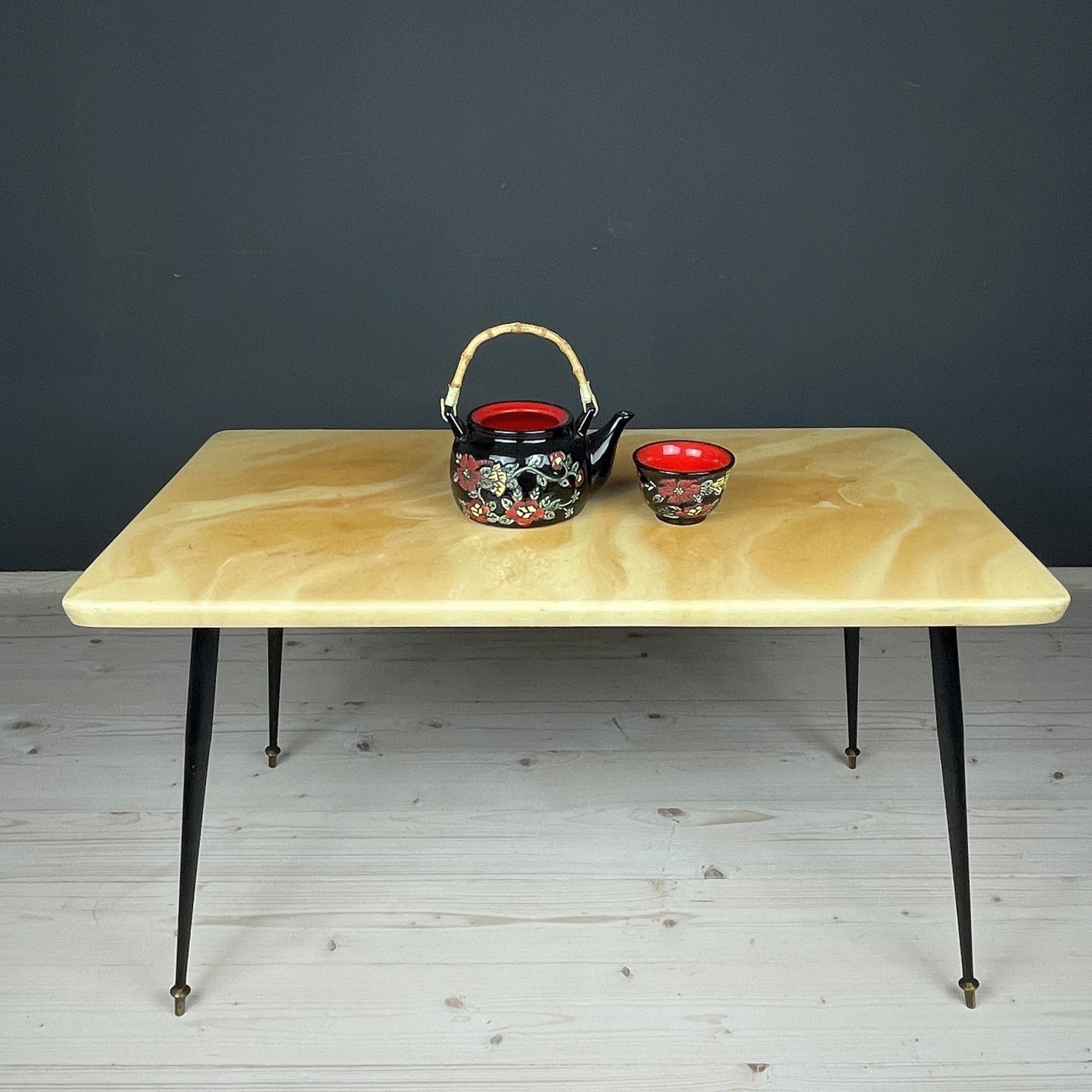 Mid-Century Modern Midcentury Beige Coffee Table, Italy, 1950s For Sale