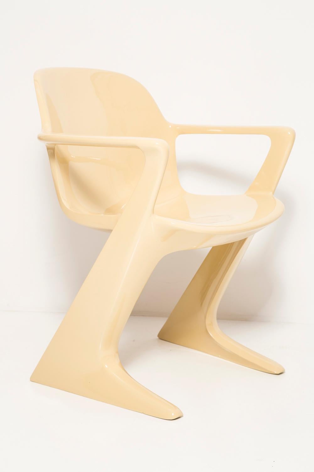 Lacquered Midcentury Beige Kangaroo Chair Designed by Ernst Moeckl, Germany, 1968 For Sale