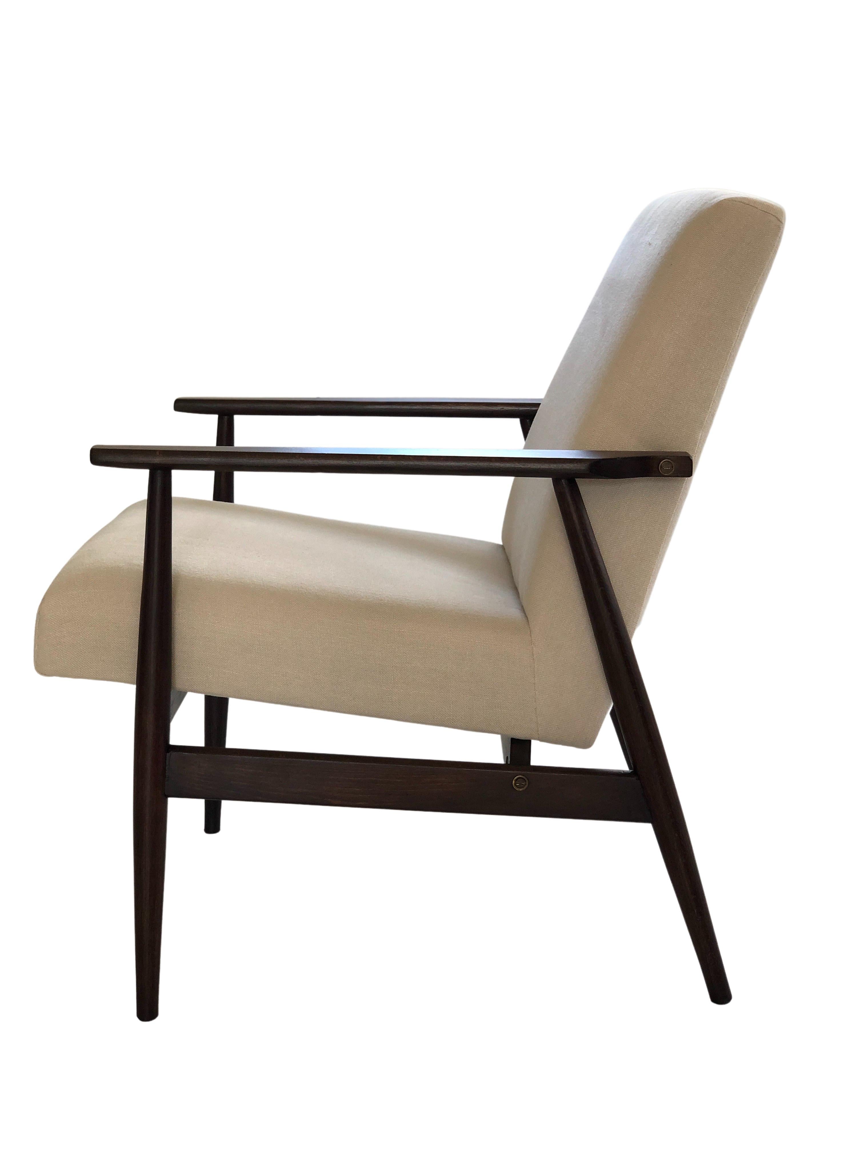 Mid-Century Modern Mid Century Beige Linen Armchair by Henryk Lis, 1960s