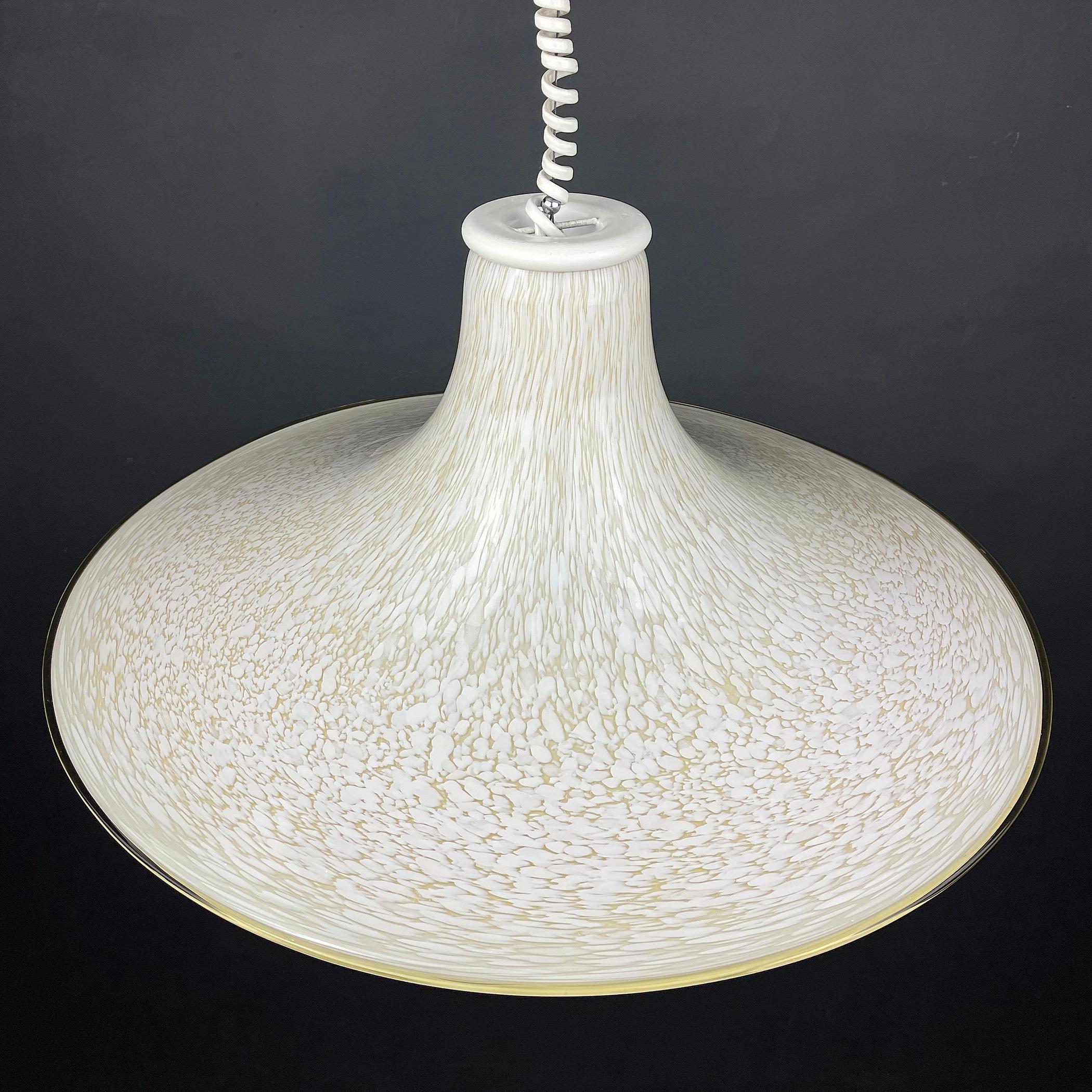 Mid-Century Beige Murano Glass Pendant Lamp Italy 1970s For Sale 4