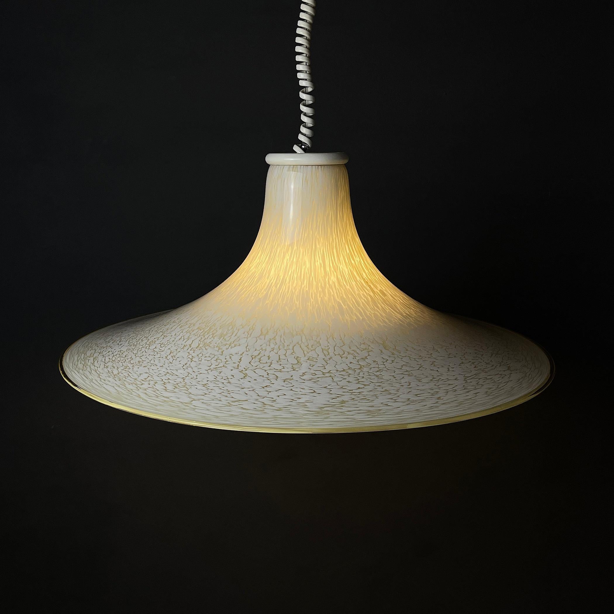 Mid-Century Beige Murano Glass Pendant Lamp Italy 1970s For Sale 5