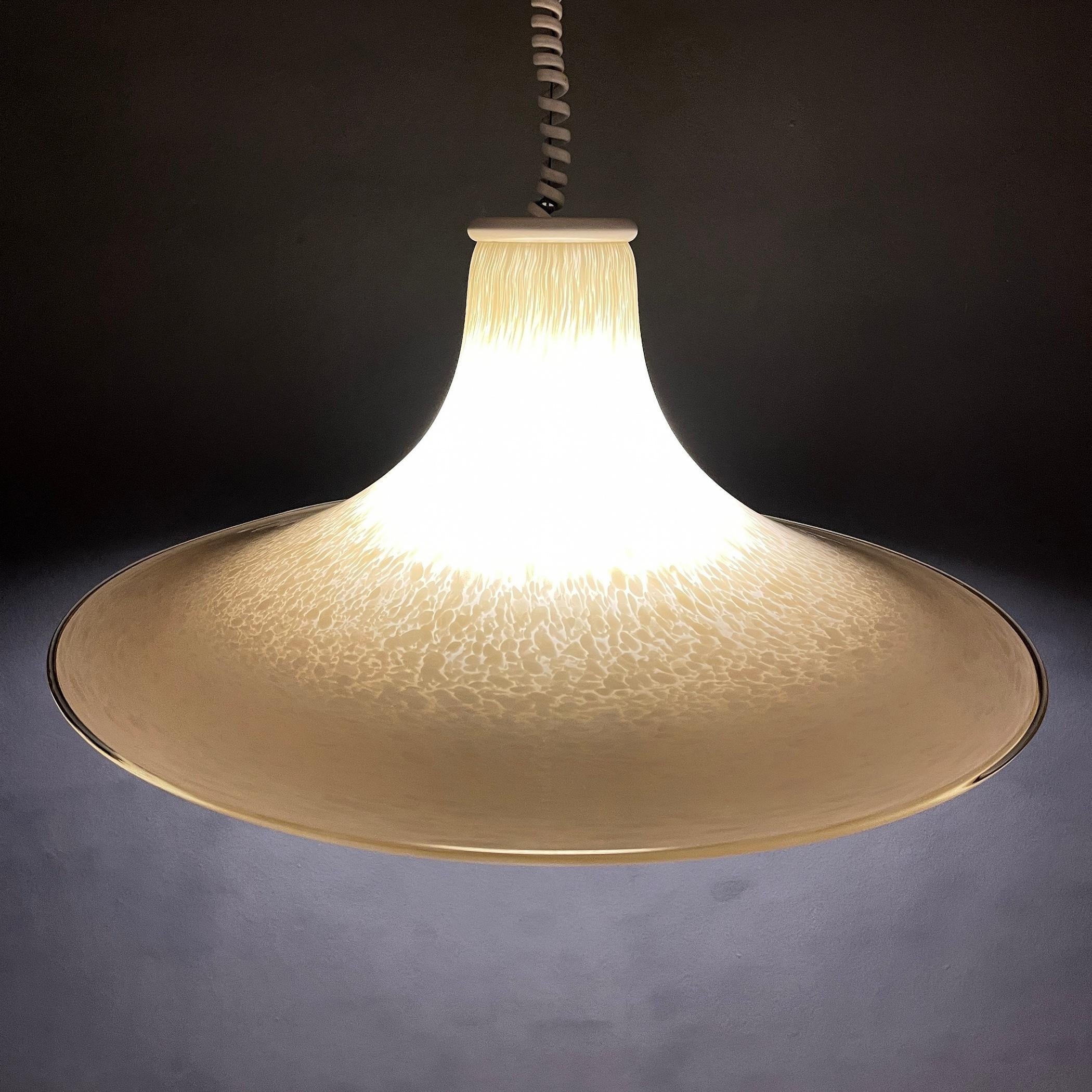 Mid-Century Beige Murano Glass Pendant Lamp Italy 1970s For Sale 6