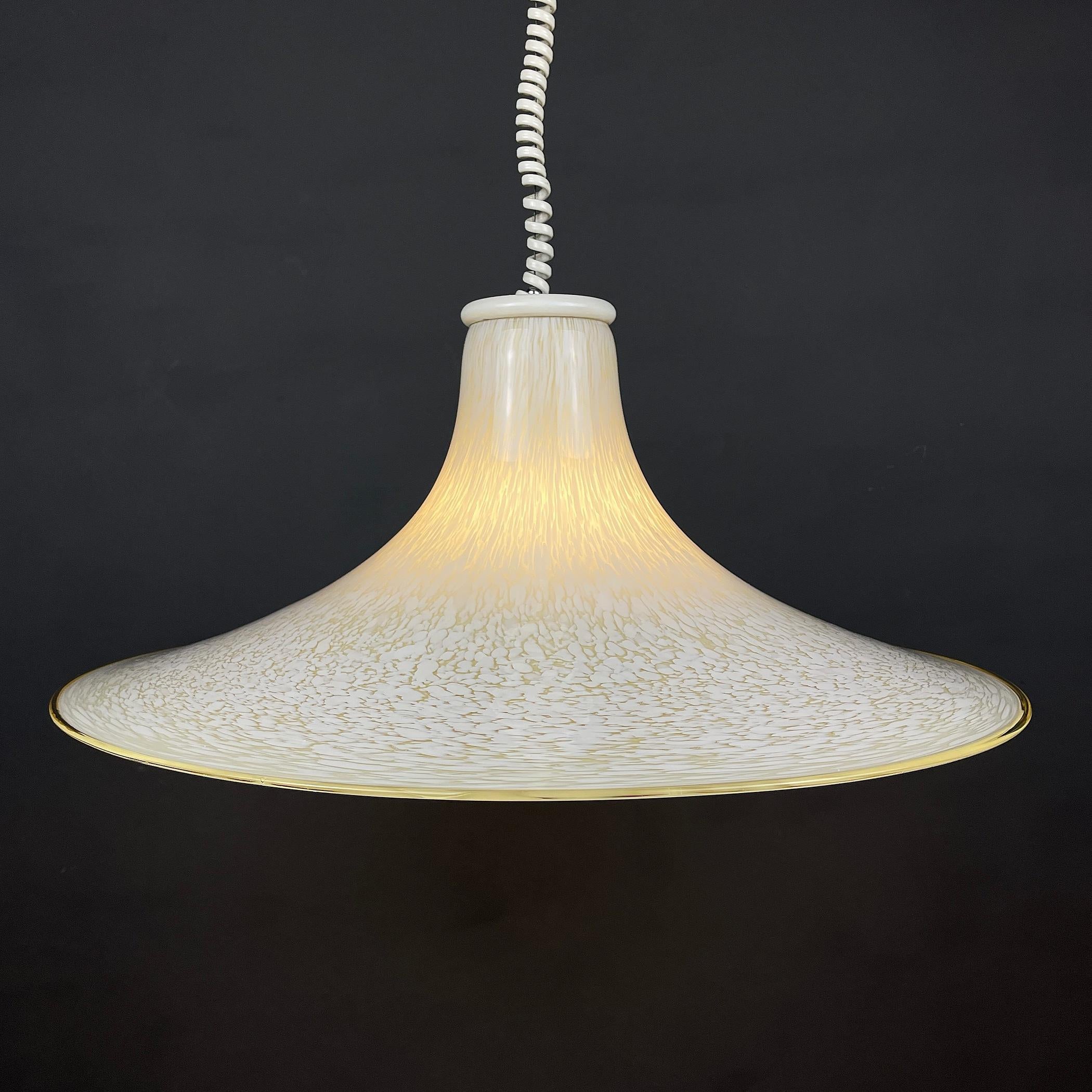 Mid-Century Modern Mid-Century Beige Murano Glass Pendant Lamp Italy 1970s For Sale