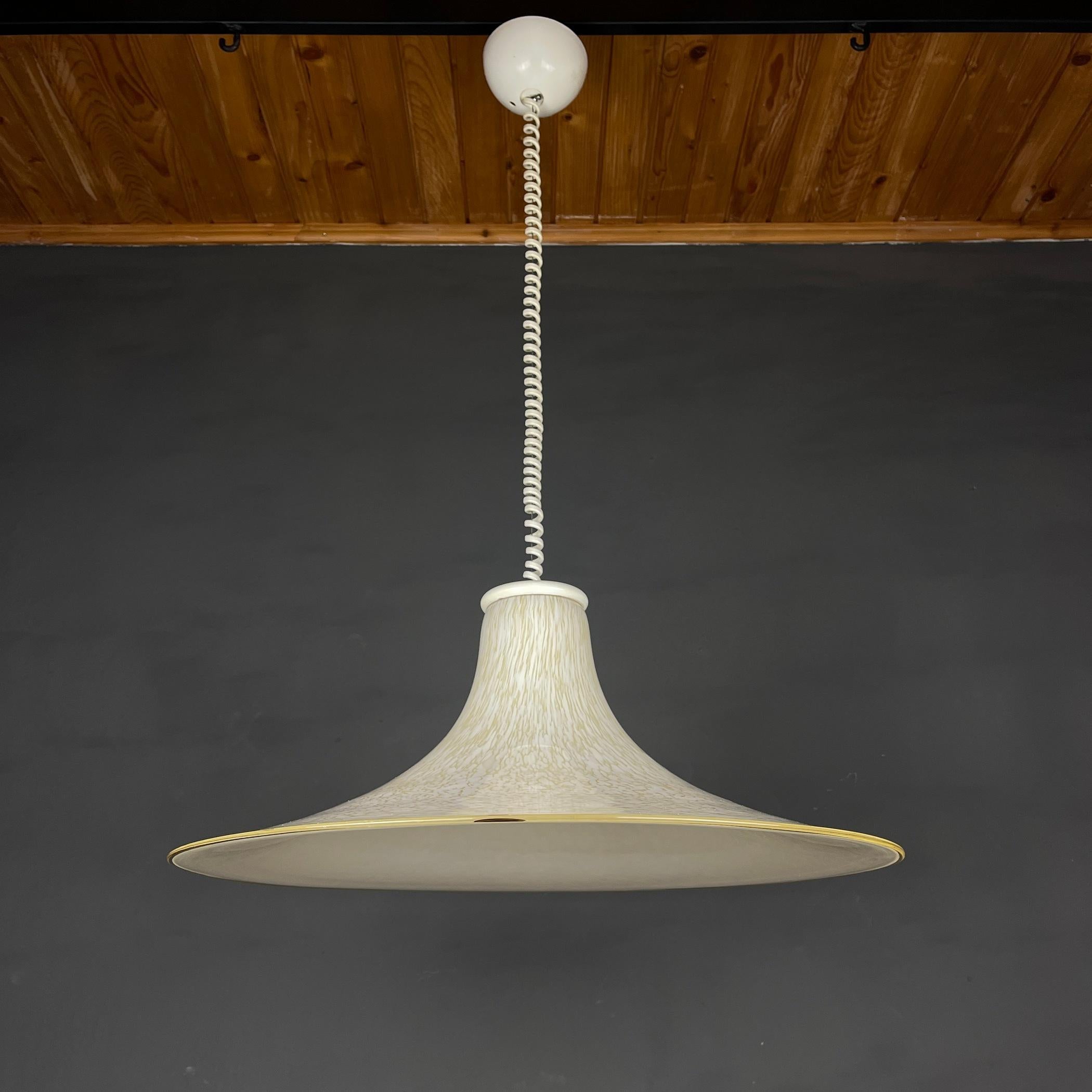 20th Century Mid-Century Beige Murano Glass Pendant Lamp Italy 1970s For Sale