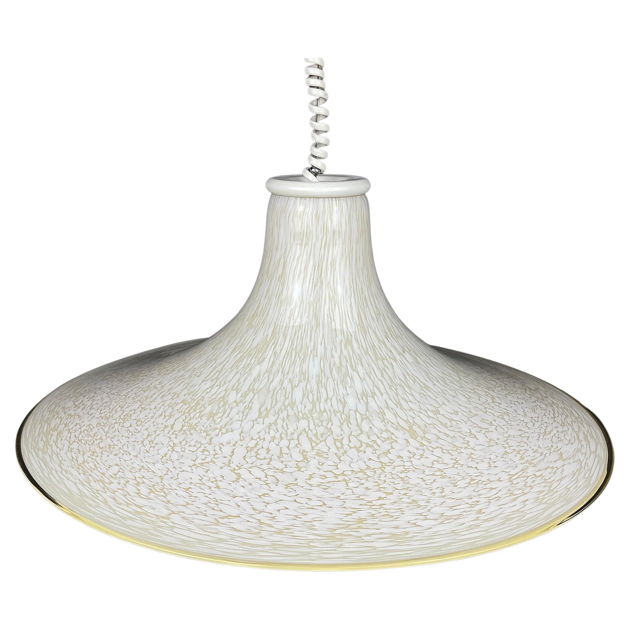 Lampe à suspension en verre de Murano beige mi-siècle, Italie, années 1970