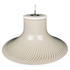 Mid-Century Beige Swirl Murano Glass Pendant Lamp Murano Venezia Italy 1970s