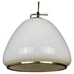 Mid-century beige swirl murano glass pendant lamp Murano Venezia Italy 1970s