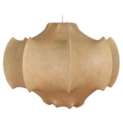 Pendentif cocon de viscontea beige du milieu du siècle dernier par Castiglioni pour Flos, Italie, années 1960
