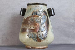 Jarrón belga de gres Bouffioulx de mediados de siglo, Willy Biron, años 50