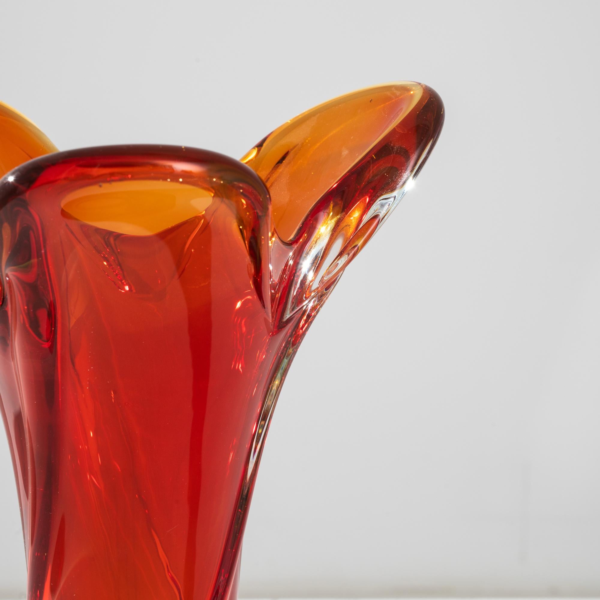 Mid Century Belgian Glass Vase For Sale 1
