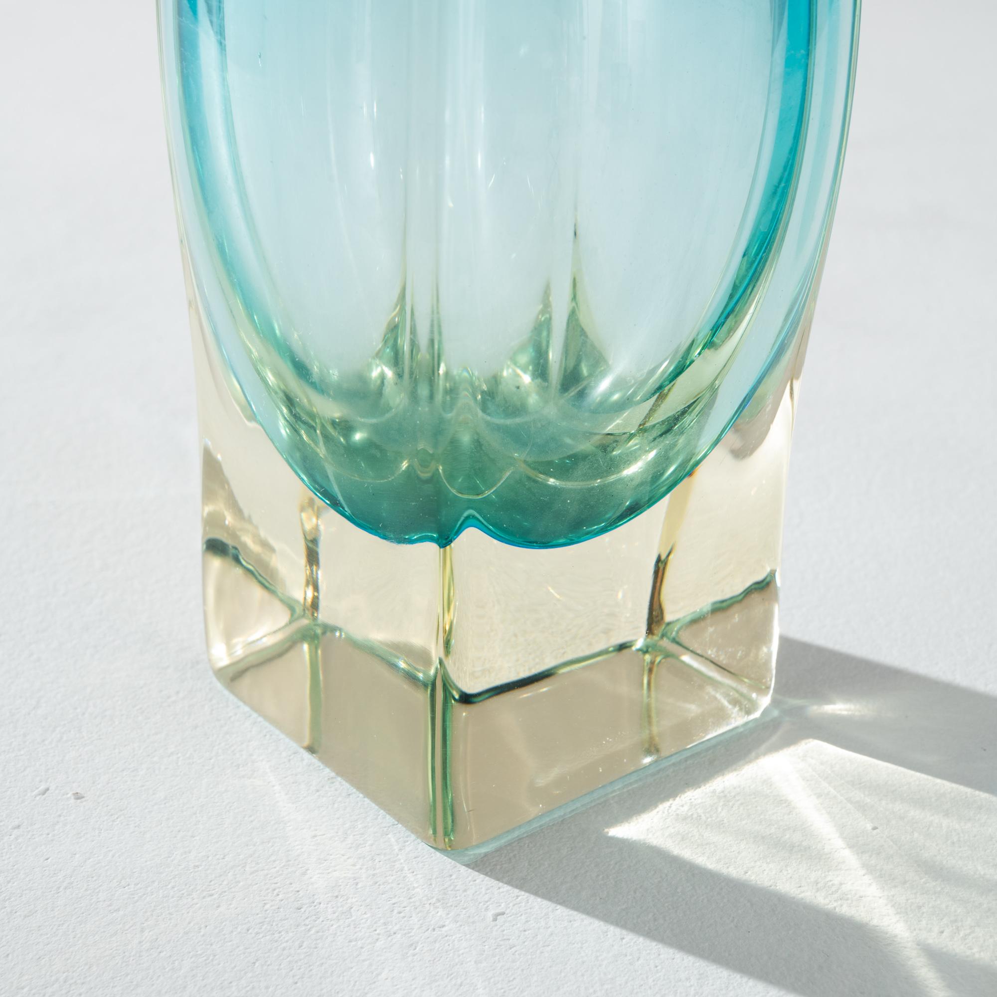 Blown Glass Mid Century Belgian Glass Vase For Sale