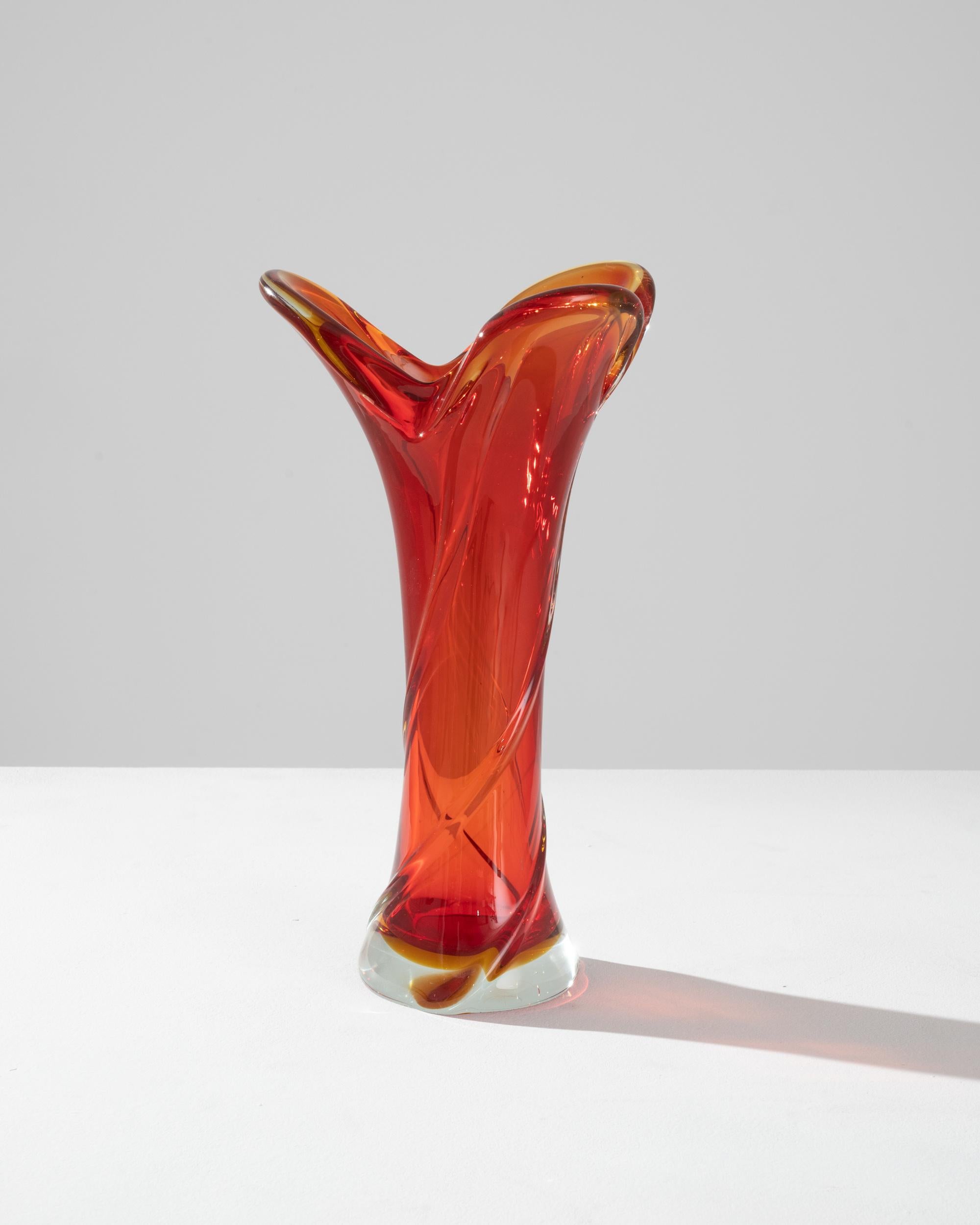 Mid Century Belgian Glass Vase For Sale 3