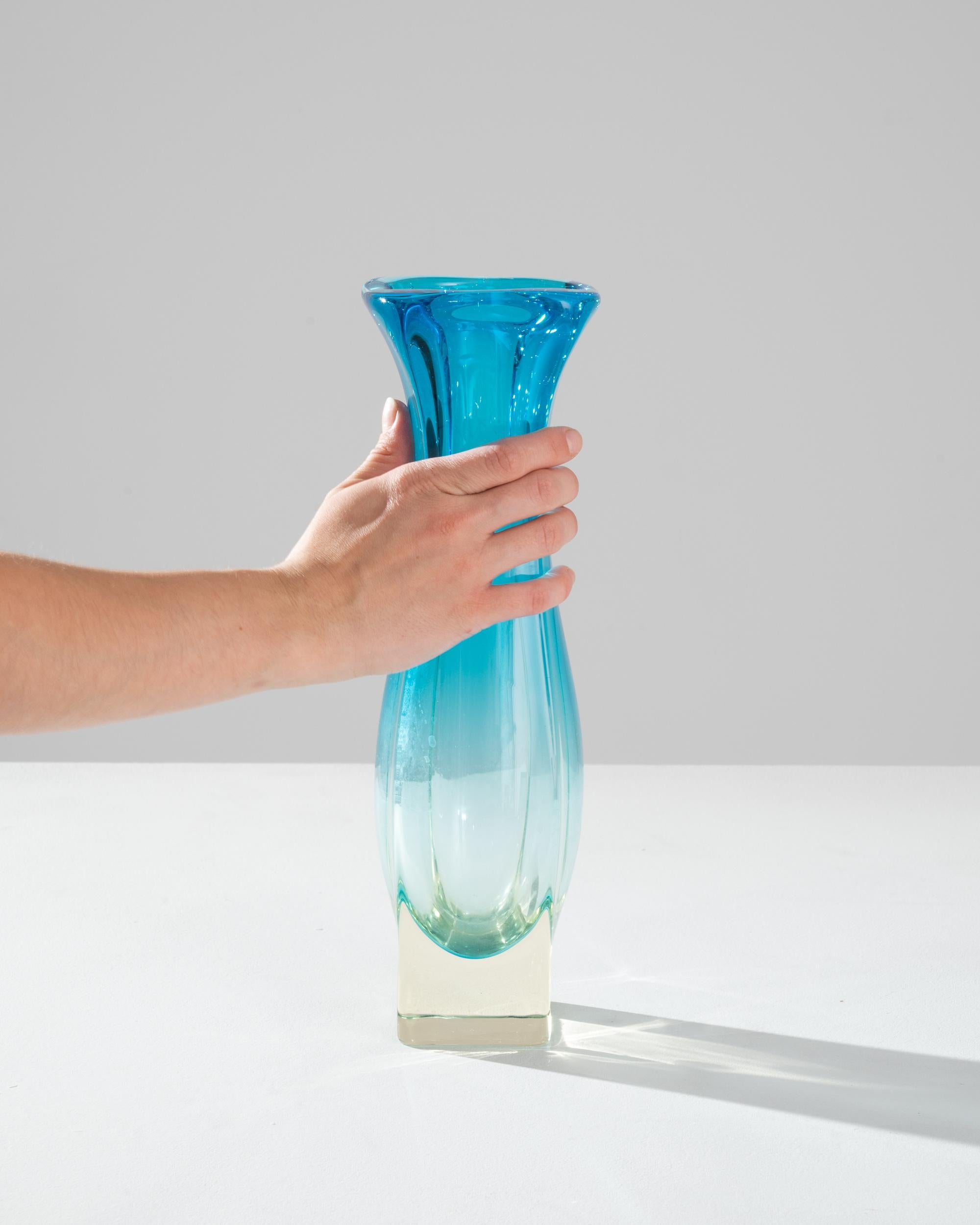 Mid Century Belgian Glass Vase For Sale 2