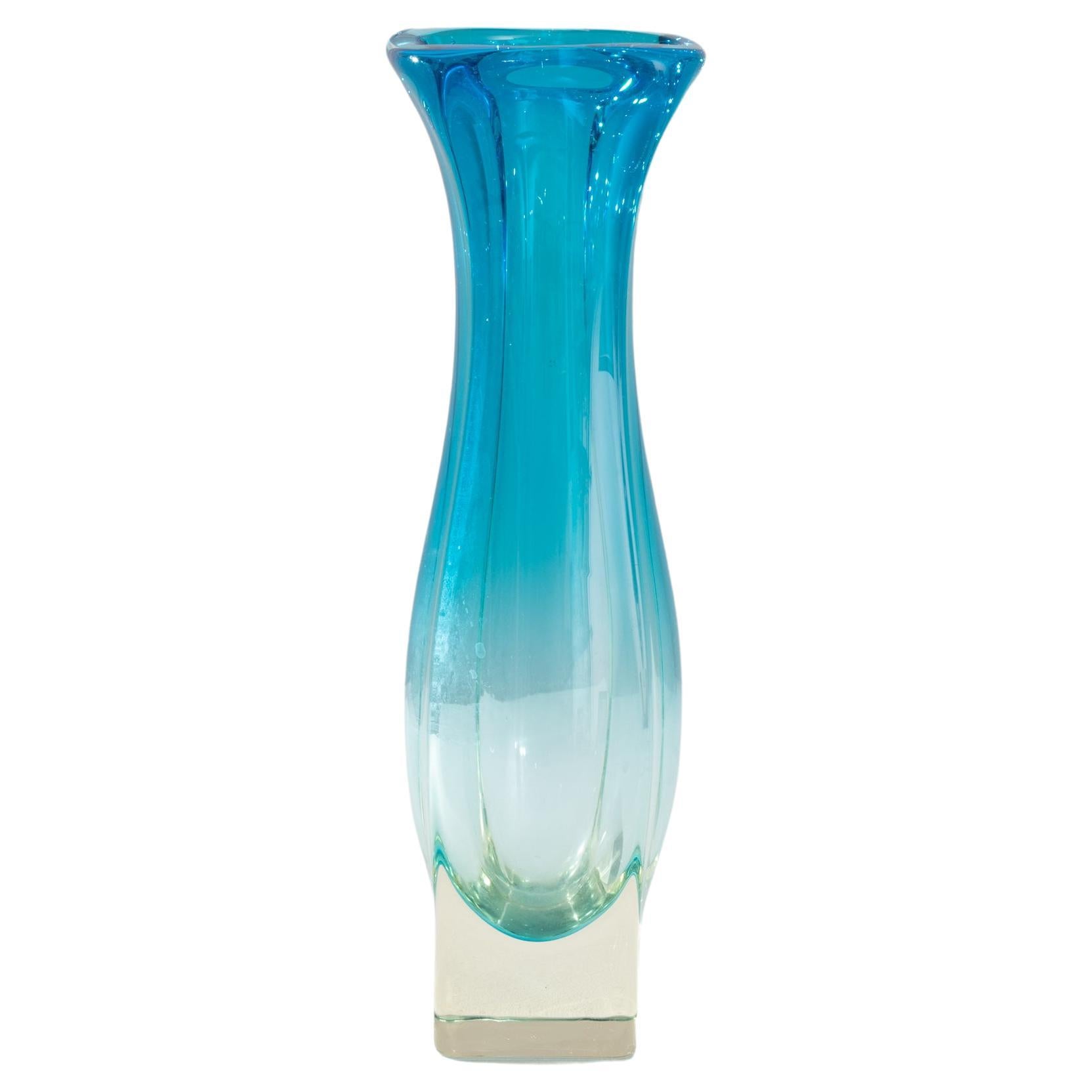 Mid Century Belgian Glass Vase For Sale