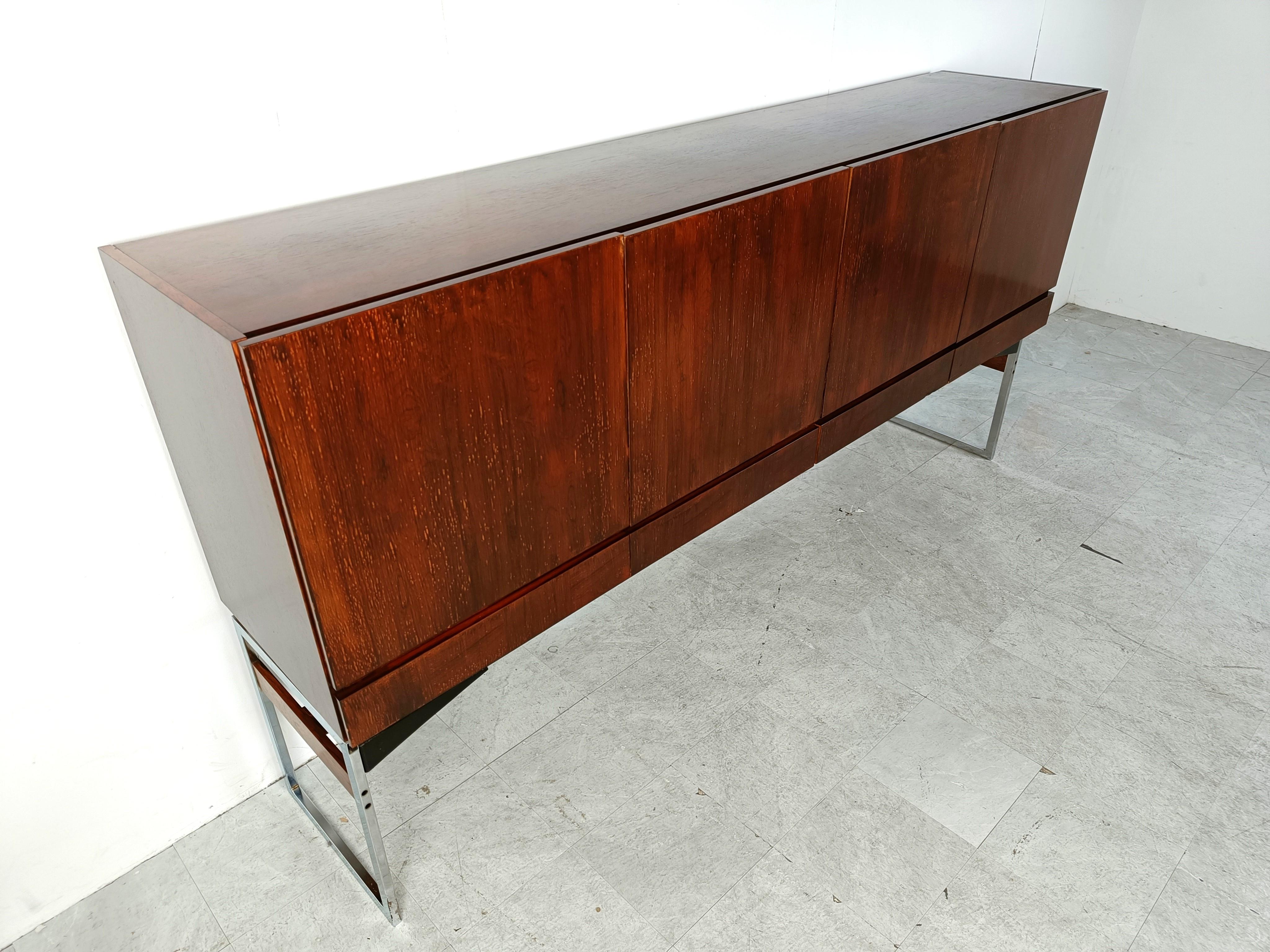 Chrome Mid century belgian sideboard, 1960s For Sale