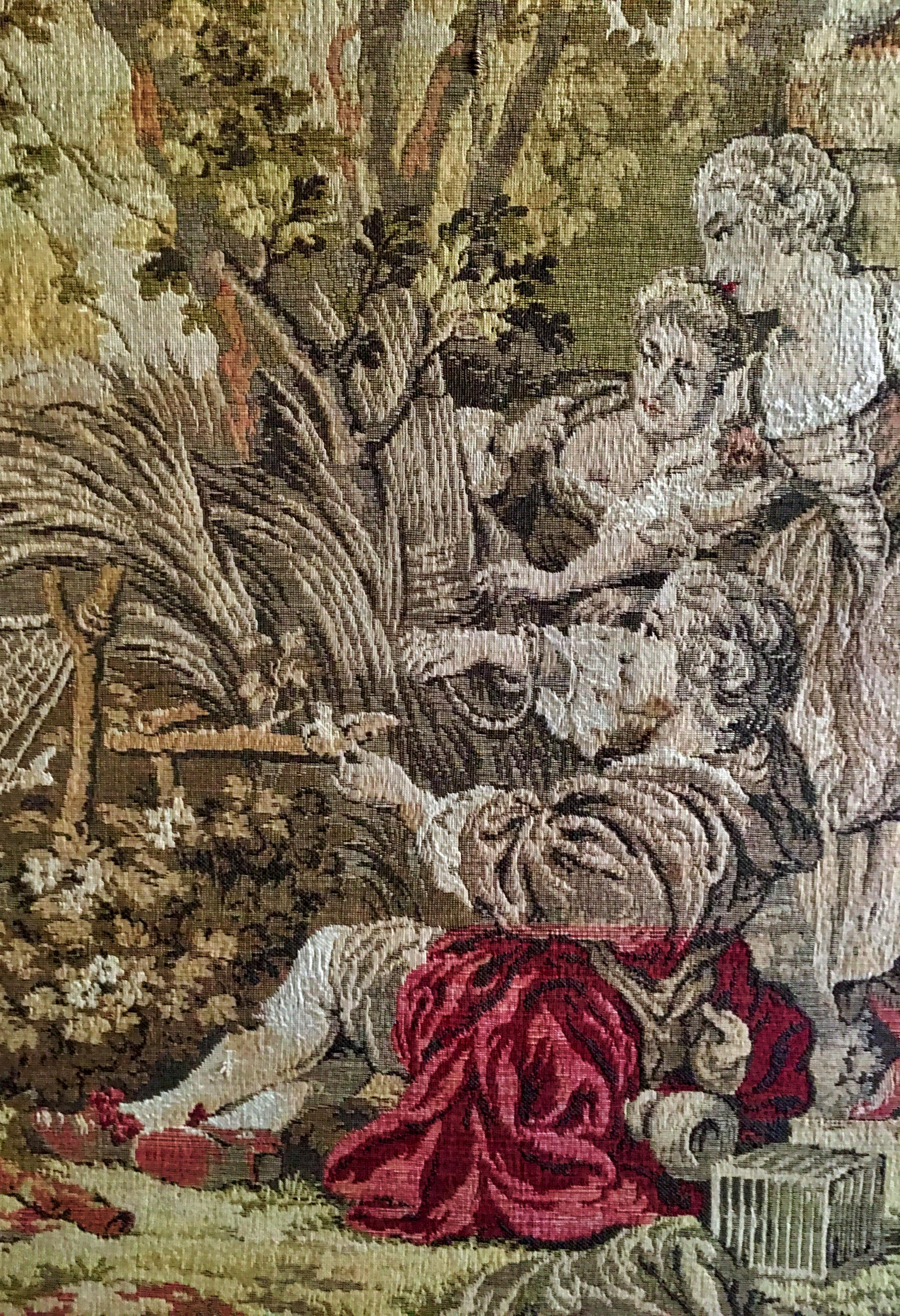Belgian Mid-Century Belgium Aubusson Style Framed Tapestry For Sale