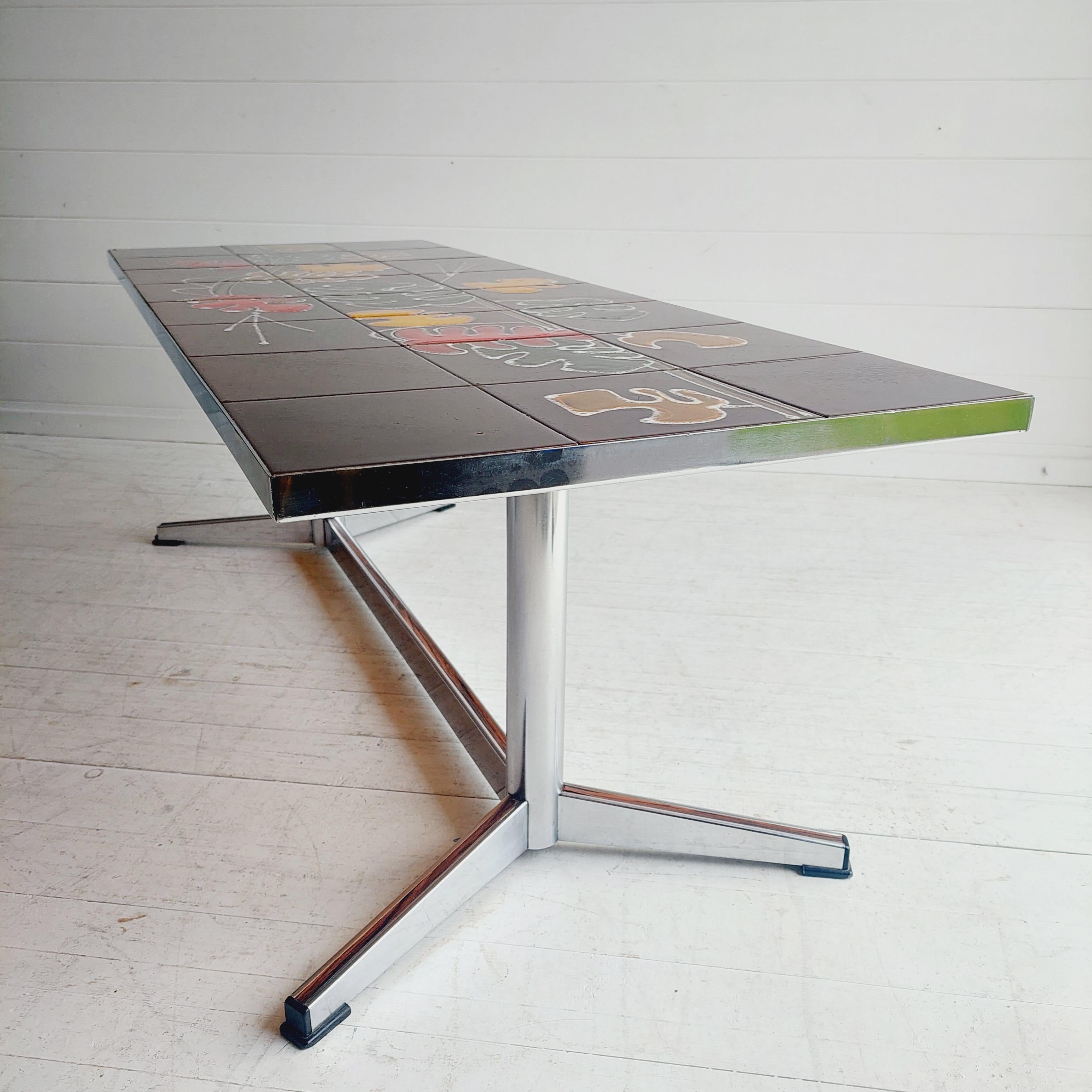 Mid Century  Belgium Chrome and Ceramic coffee table by Belarti for Adri 3