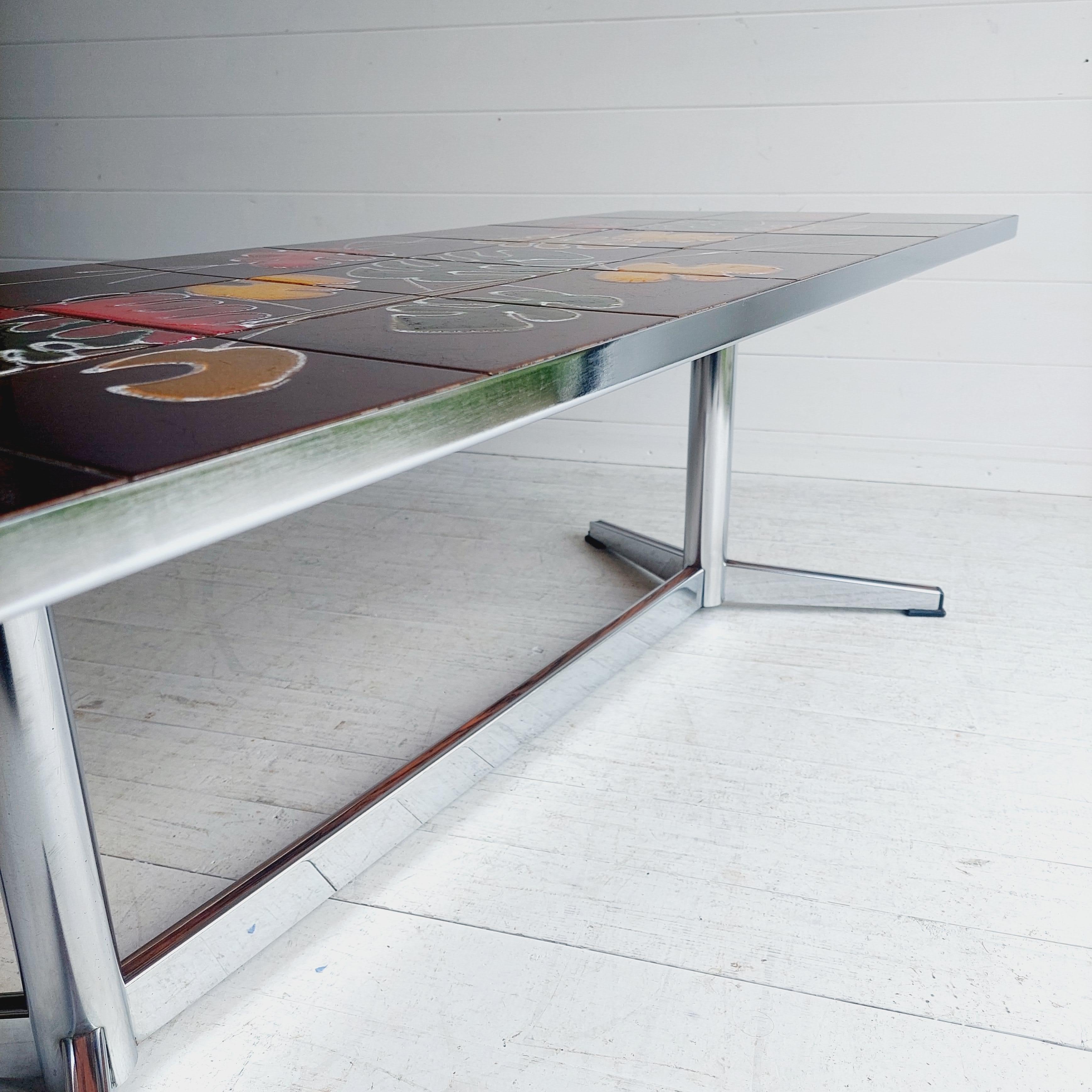 Mid Century  Belgium Chrome and Ceramic coffee table by Belarti for Adri 4