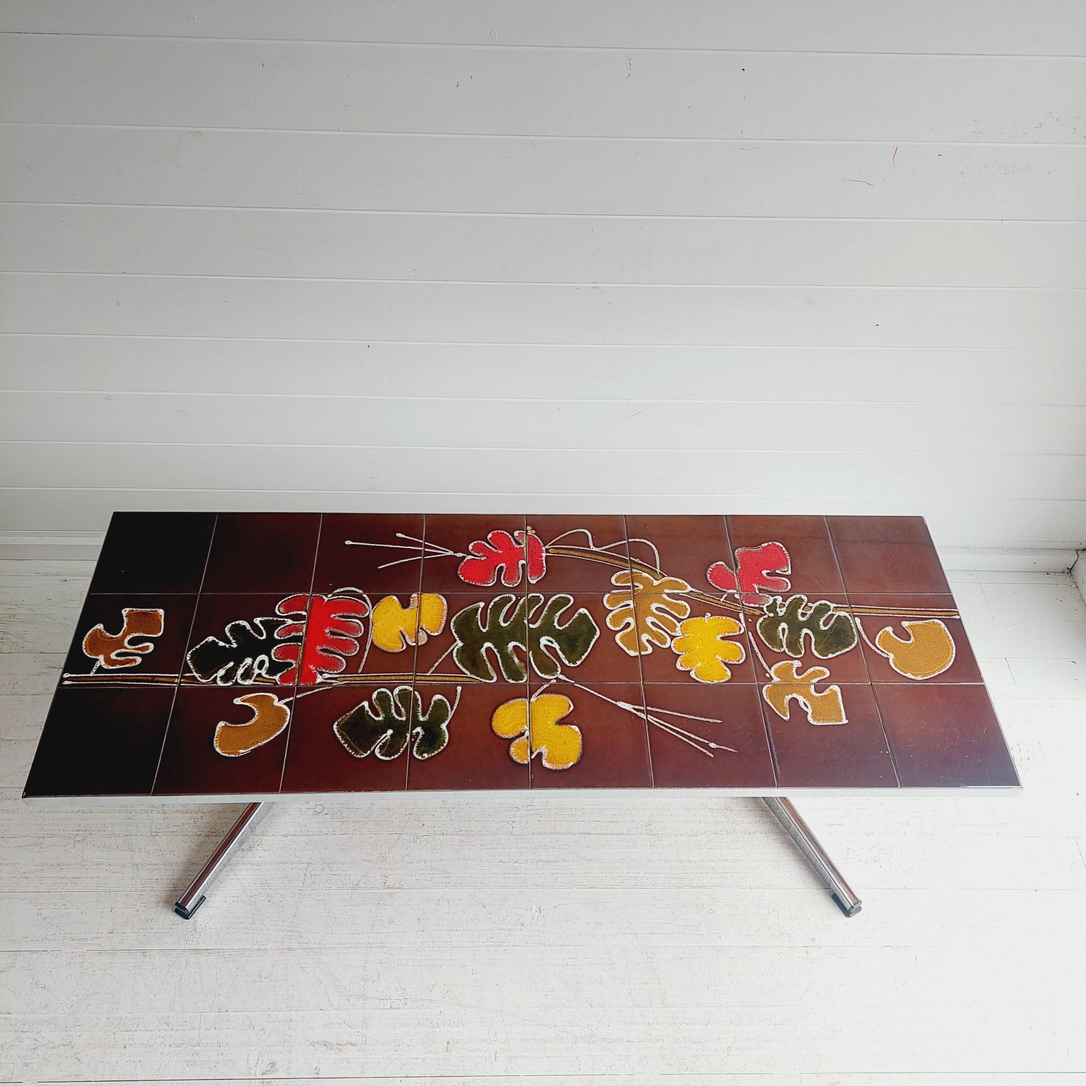 Belgian Mid Century  Belgium Chrome and Ceramic coffee table by Belarti for Adri