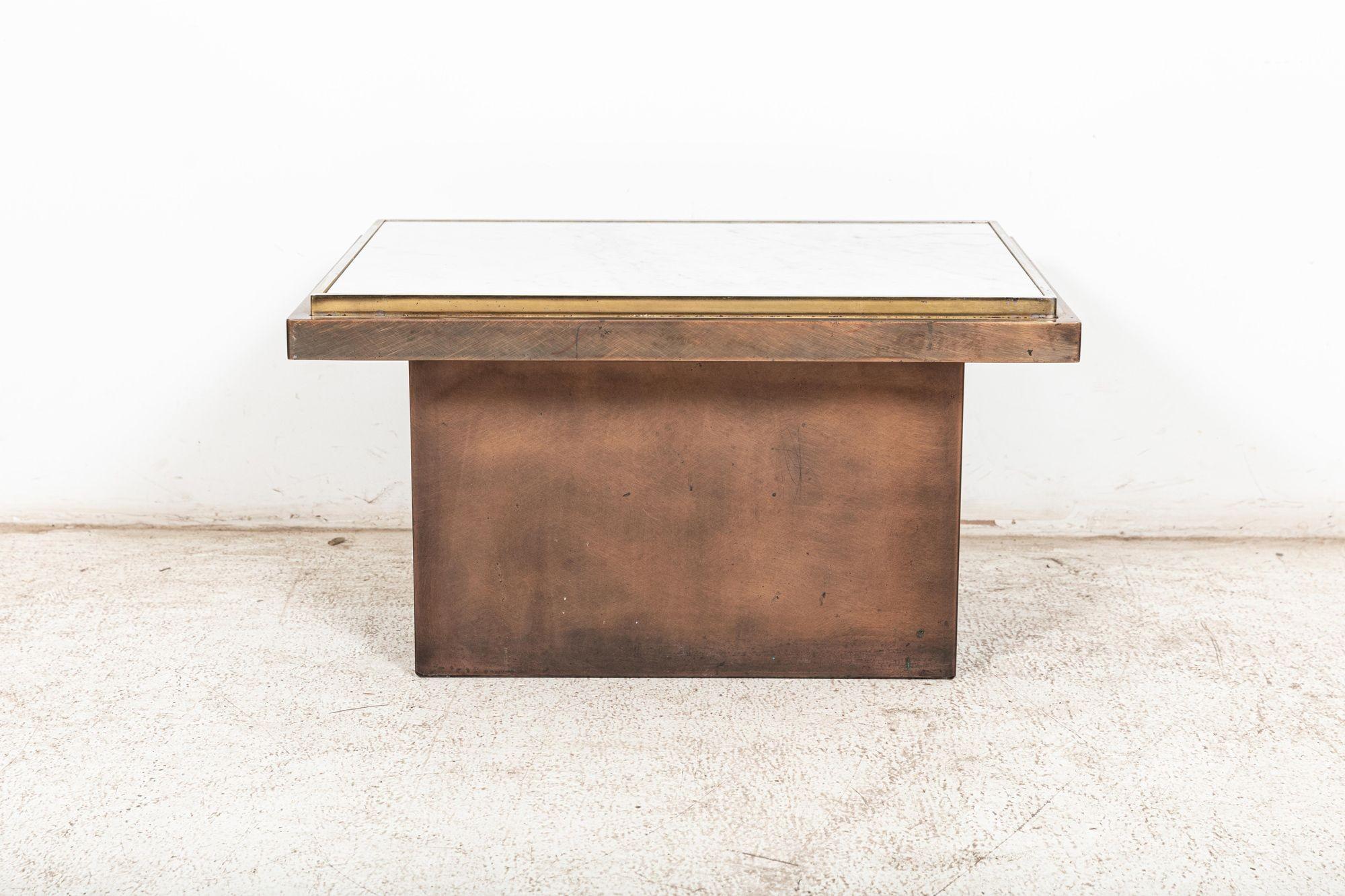 Mid Century Belgium Chrome Bronze Coffee Table For Sale 3