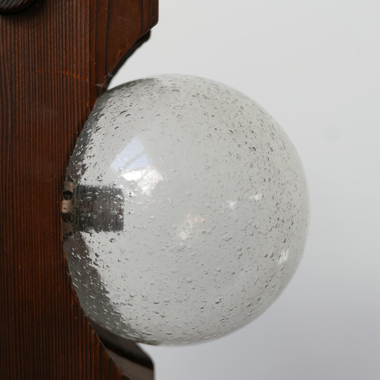 Mid-20th Century Mid-Century Belgium Pine and Glass Table Lamp