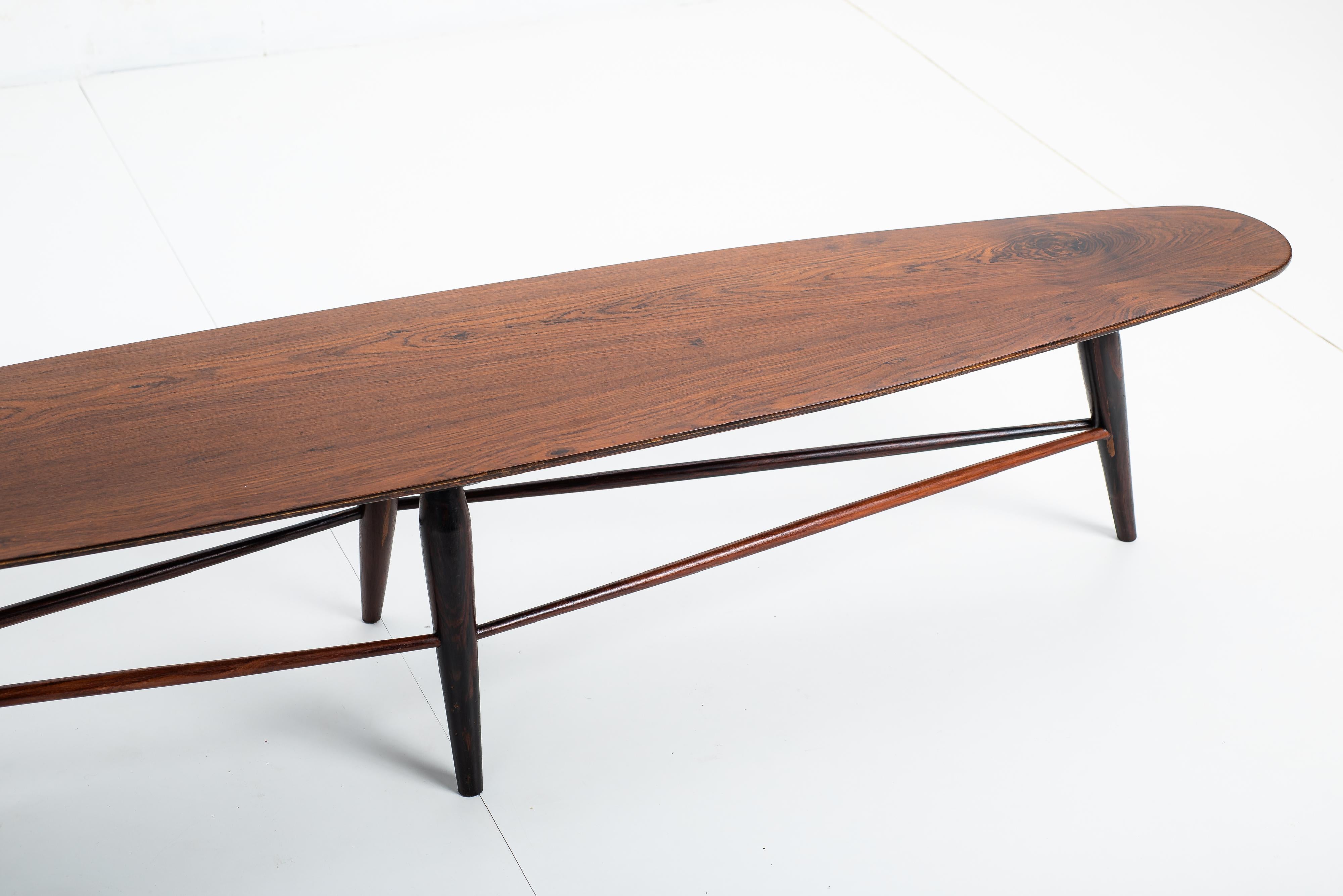 Wood Mid-Century Bench by Liceu de Artes e Ofícios, Brazil, 1950s For Sale