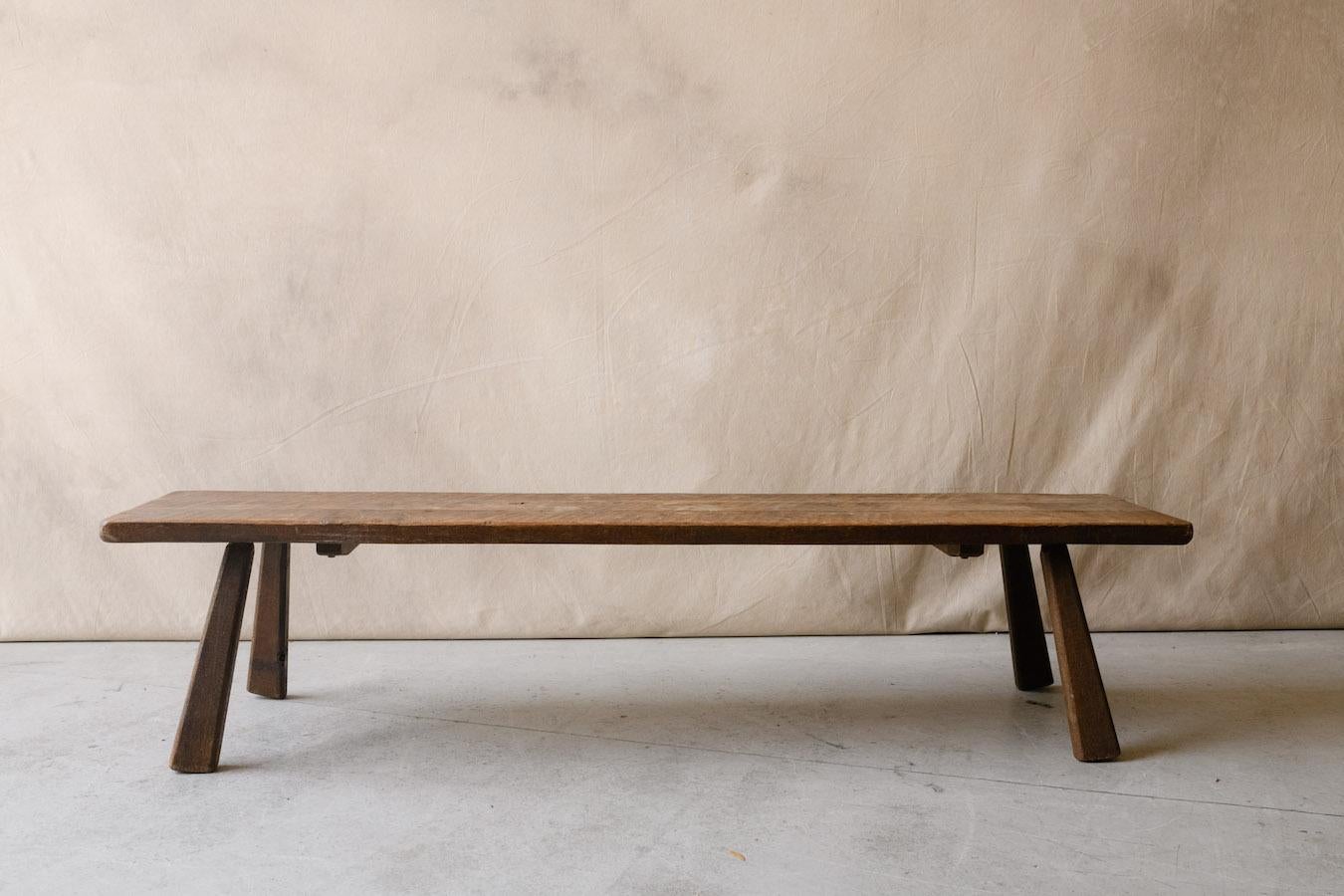 Oak Mid Century Bench from France, Circa 1950