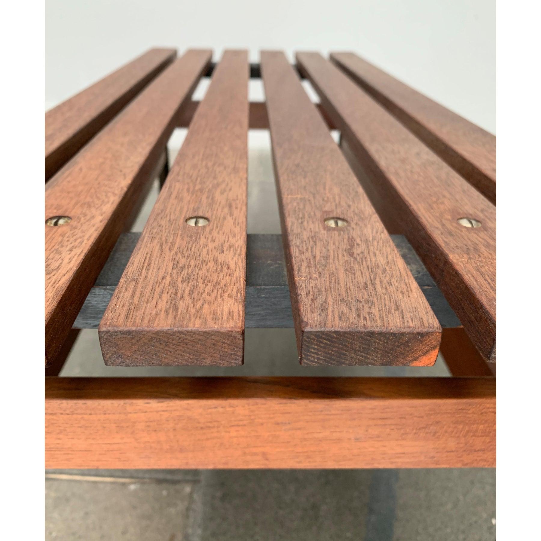 Metallo Panchina di metà secolo in teak, anni '60 in vendita
