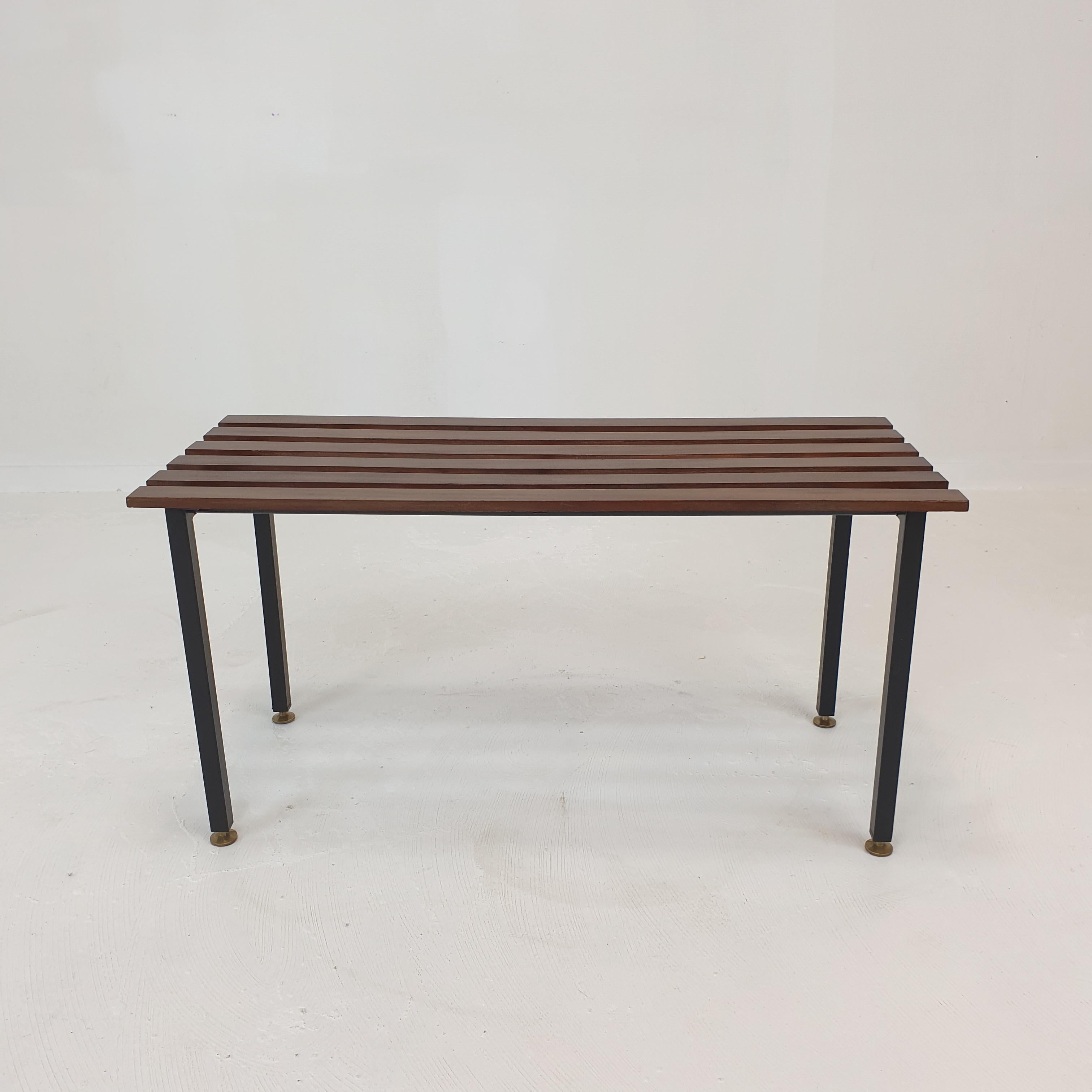 Mid-Century Modern Mid-Century Bench in Teak with Brass Feet, Italy, 1950s For Sale