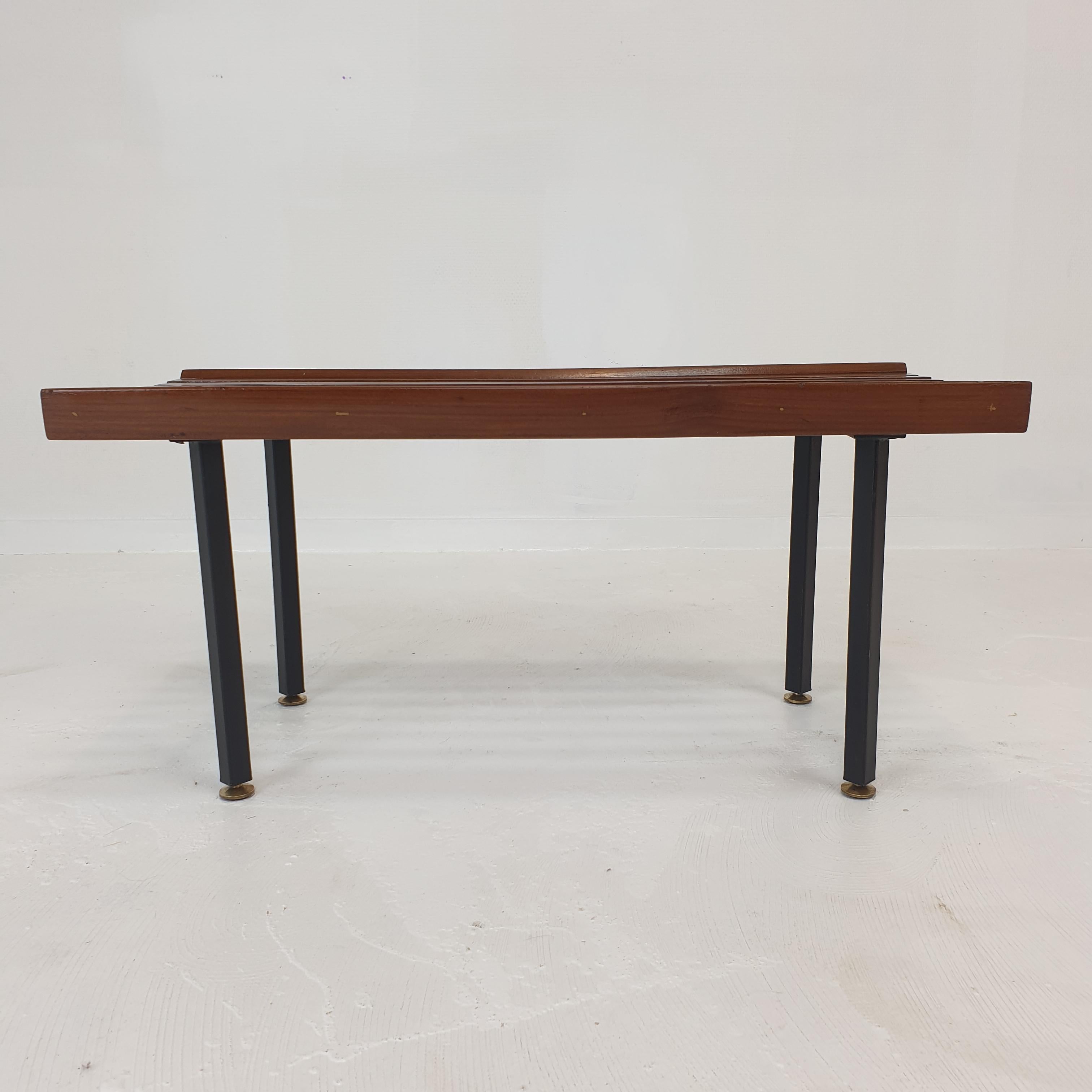 Mid-Century Bench in Teak with Brass Feet, Italy, 1950s For Sale 2