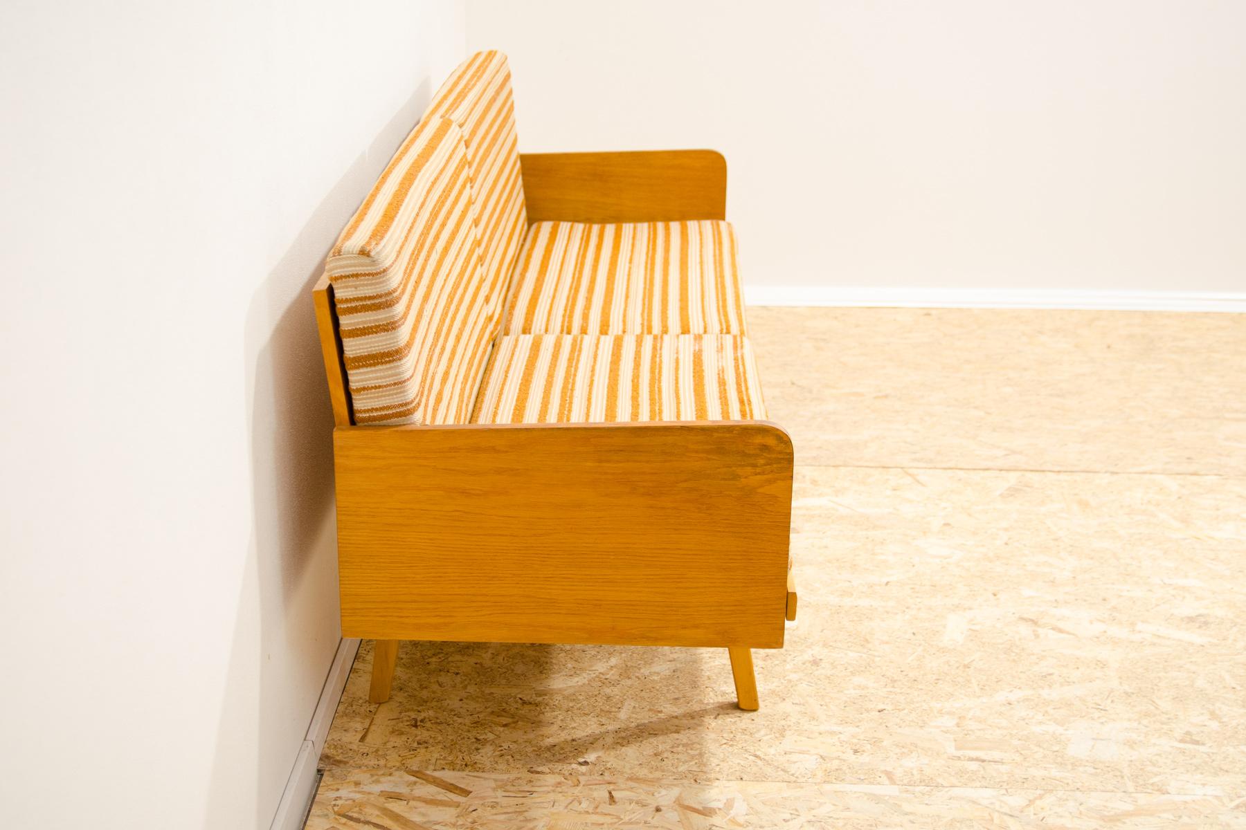 Veneer Mid century bench or folding sofa by Interier Praha, 1960´s For Sale